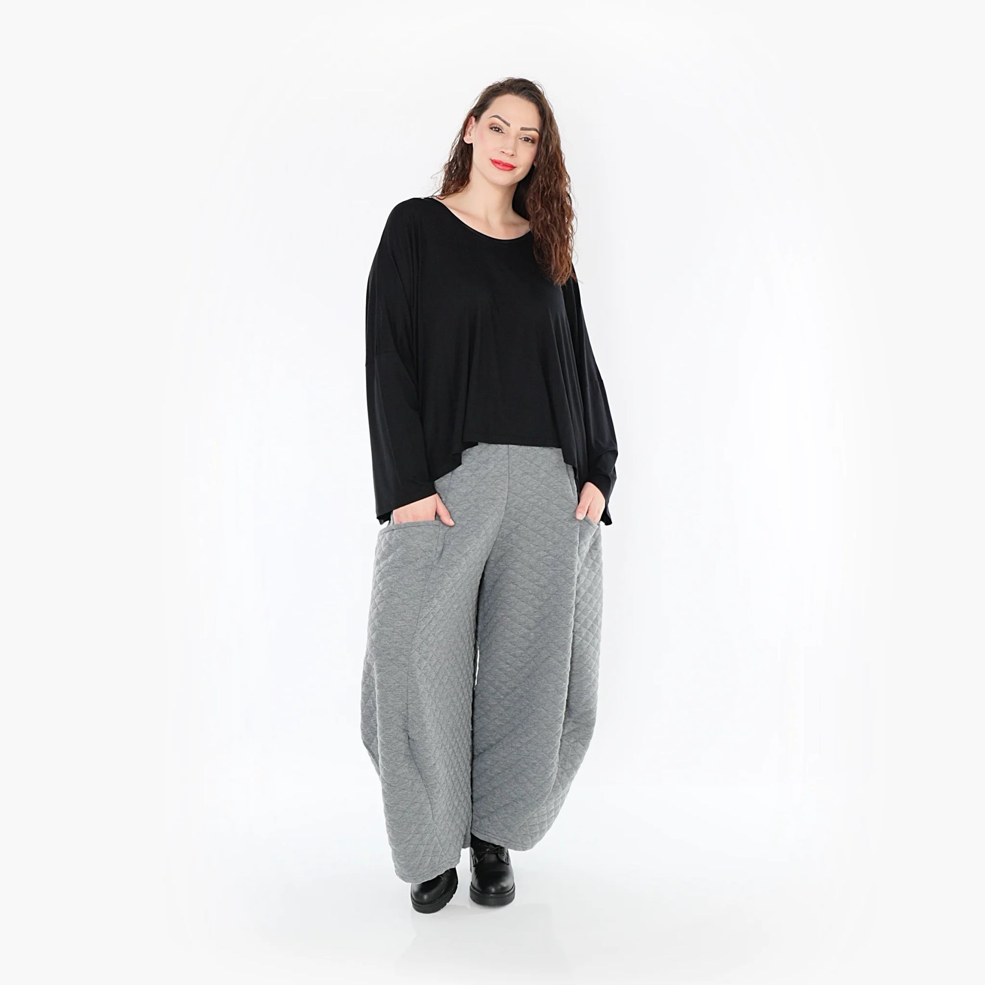 Ballonhose von AKH Fashion aus Materialmix, 1394.08069, Grau, Schick, Modern, Bequem