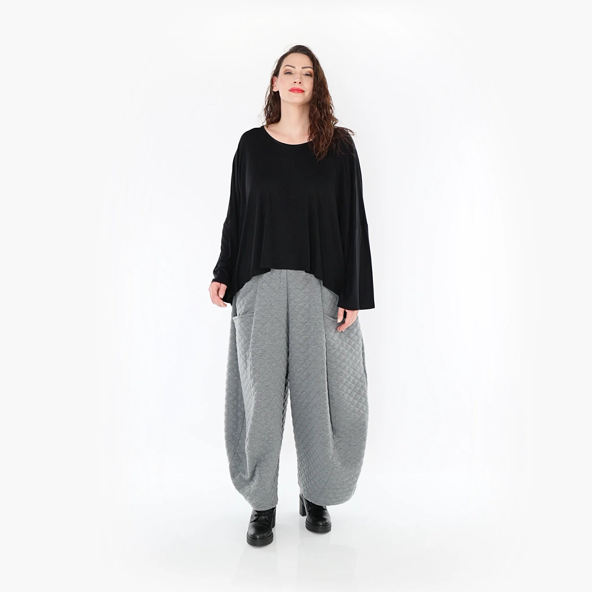 Ballonhose von AKH Fashion aus Materialmix, 1394.08069, Grau, Schick, Modern, Bequem