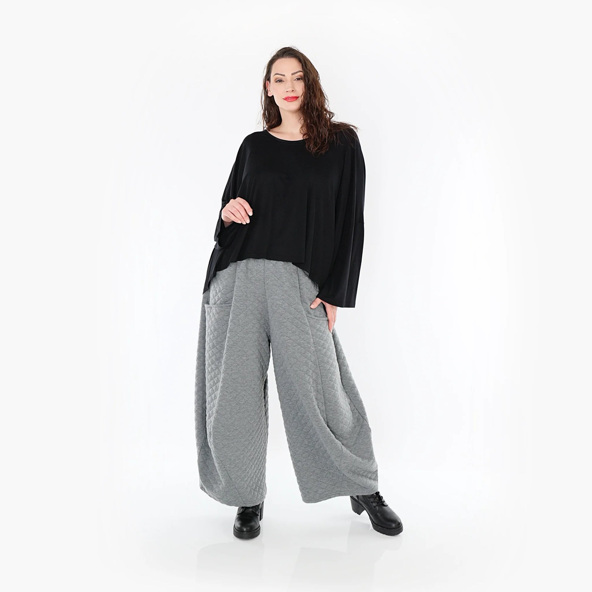 Ballonhose von AKH Fashion aus Materialmix, 1394.08069, Grau, Schick, Modern, Bequem