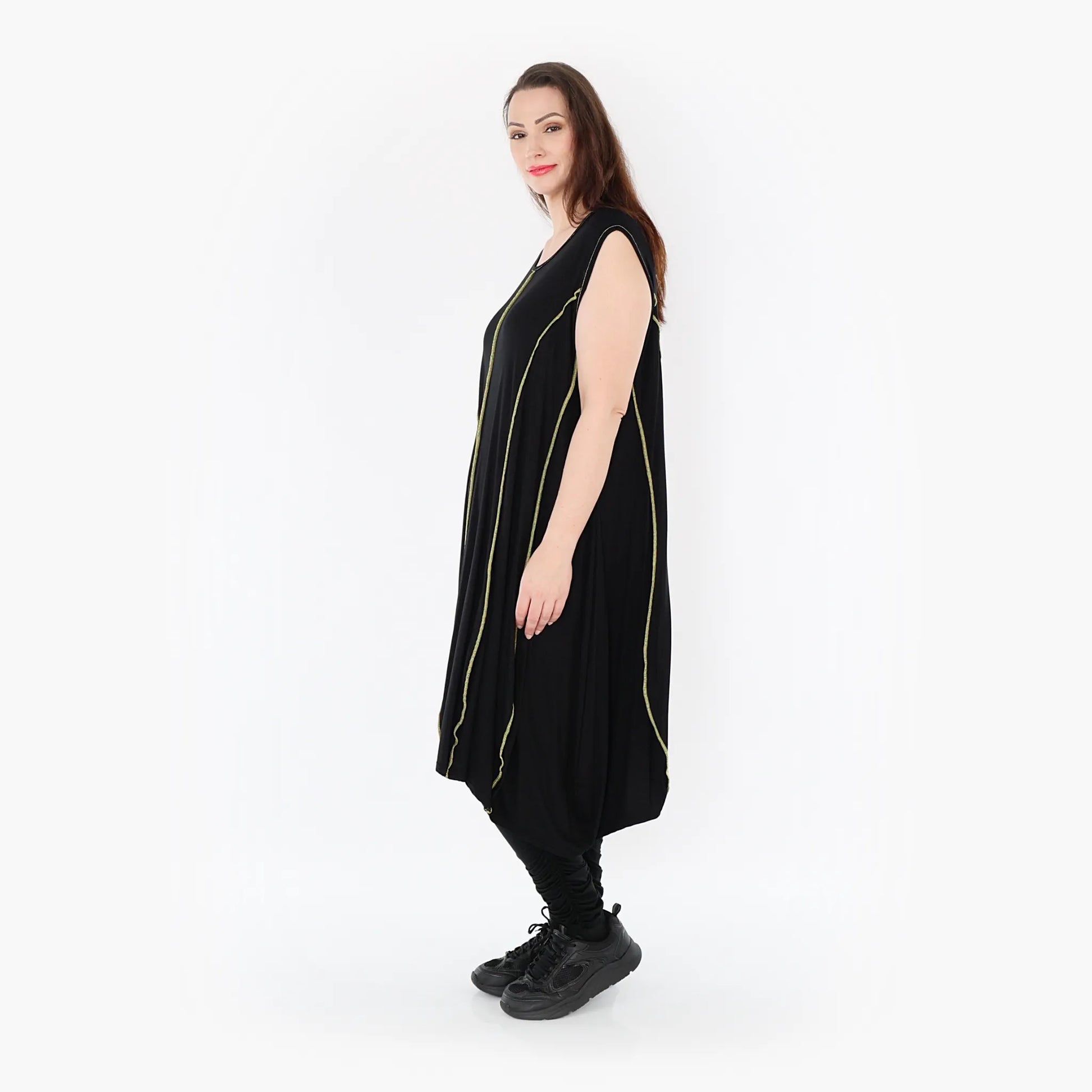 Ballon Tunika von AKH Fashion aus Viskose, 1416.06913, Schwarz/Gelb, Schick, Modern