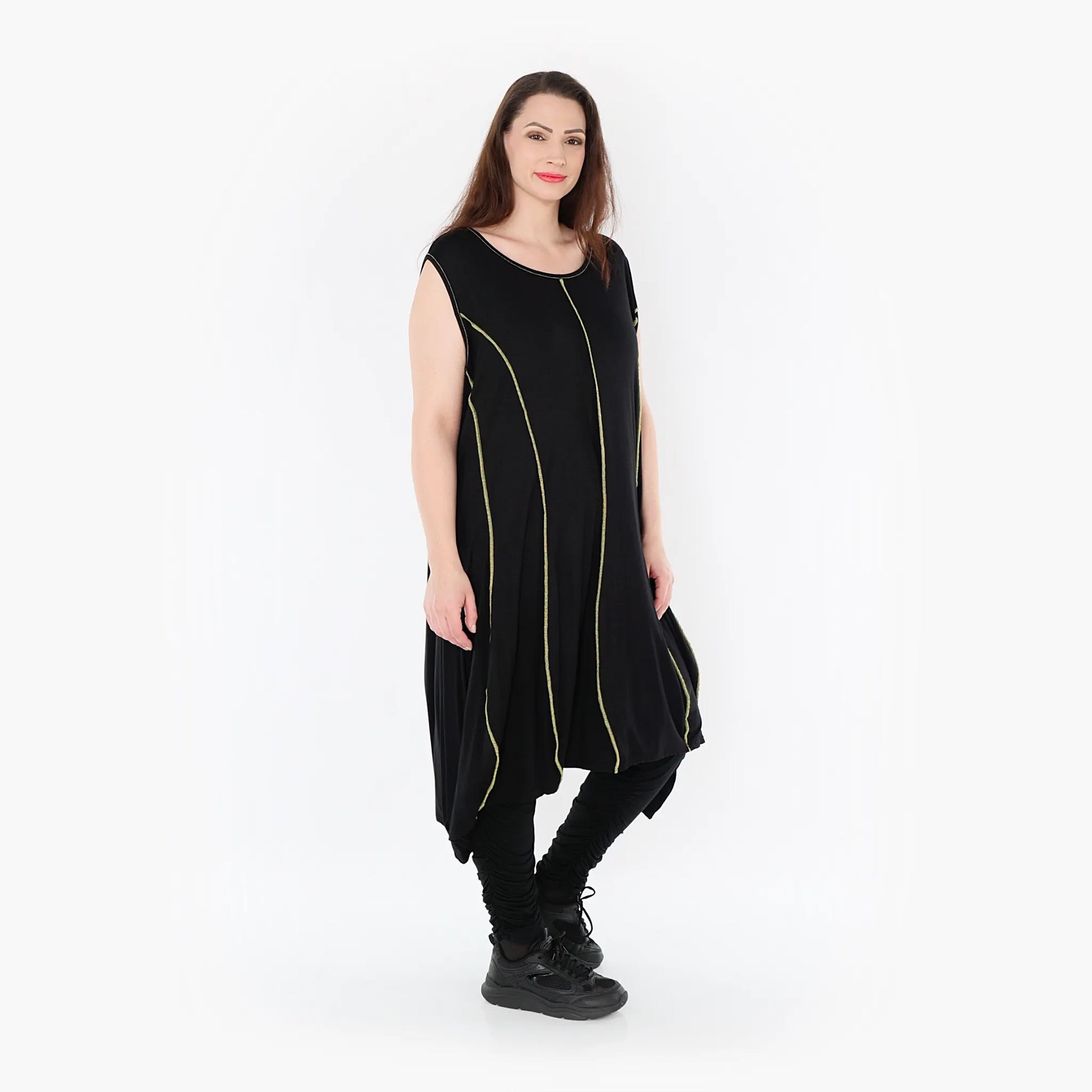 Ballon Tunika von AKH Fashion aus Viskose, 1416.06913, Schwarz/Gelb, Schick, Modern