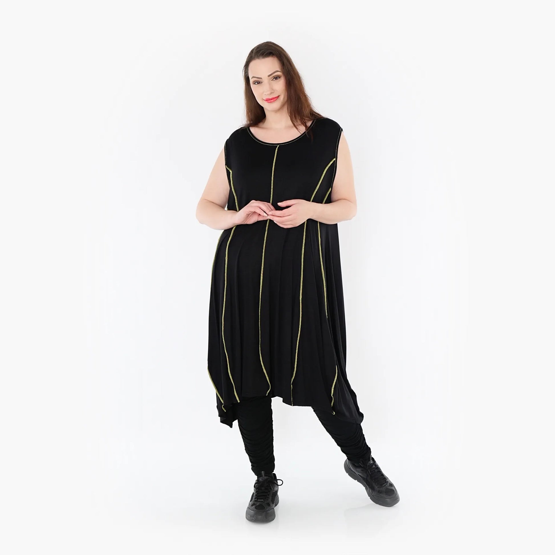 Ballon Tunika von AKH Fashion aus Viskose, 1416.06913, Schwarz/Gelb, Schick, Modern
