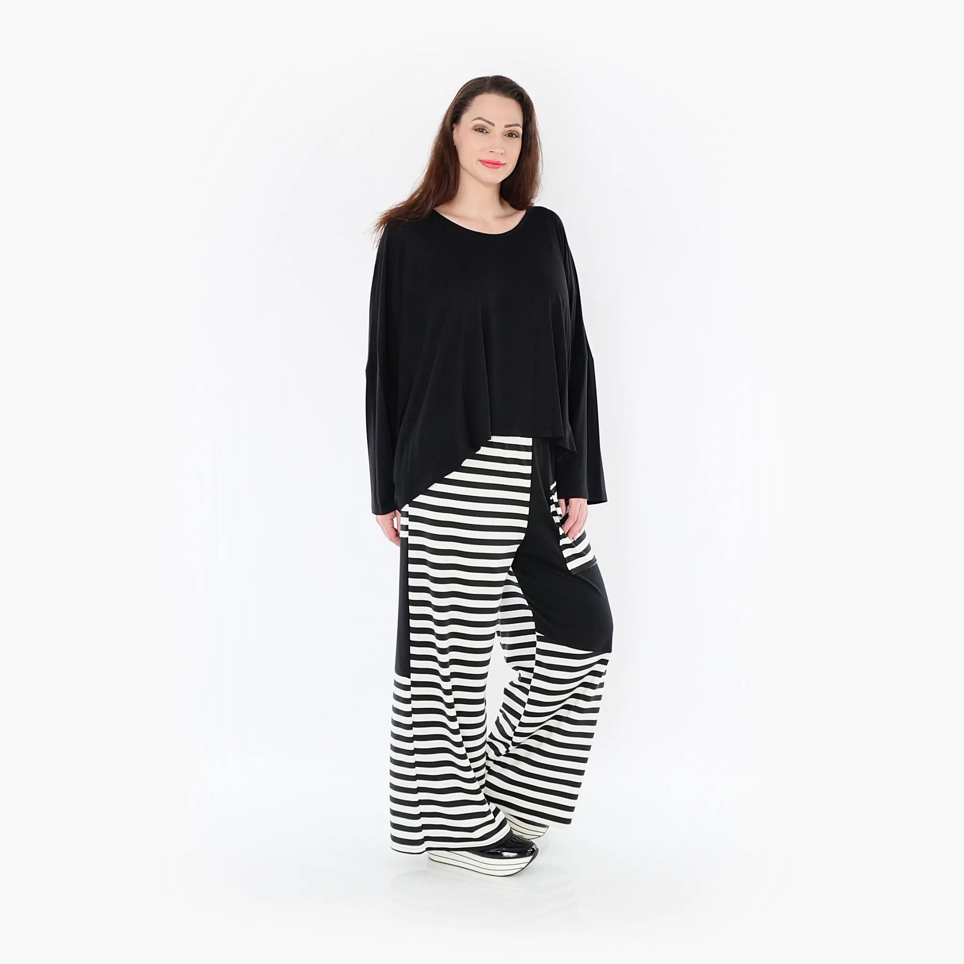 AKH Fashion Hose in gerader Form, aus Viskose, 1419.06907, Ecru/Schwarz, Schick, Modern