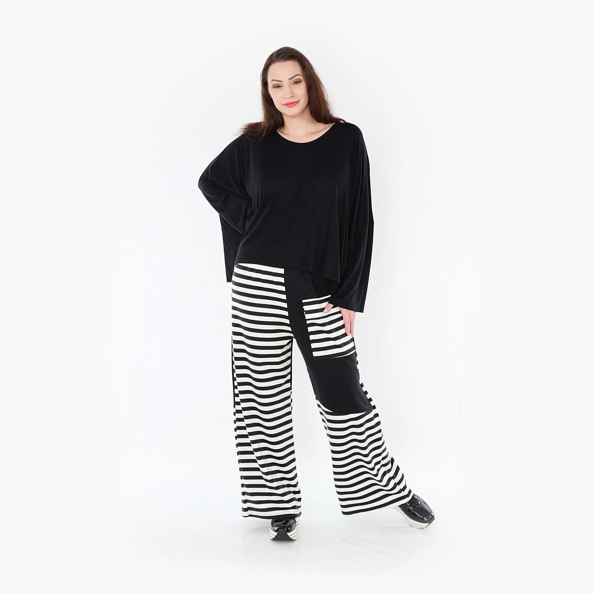 AKH Fashion Hose in gerader Form, aus Viskose, 1419.06907, Ecru/Schwarz, Schick, Modern