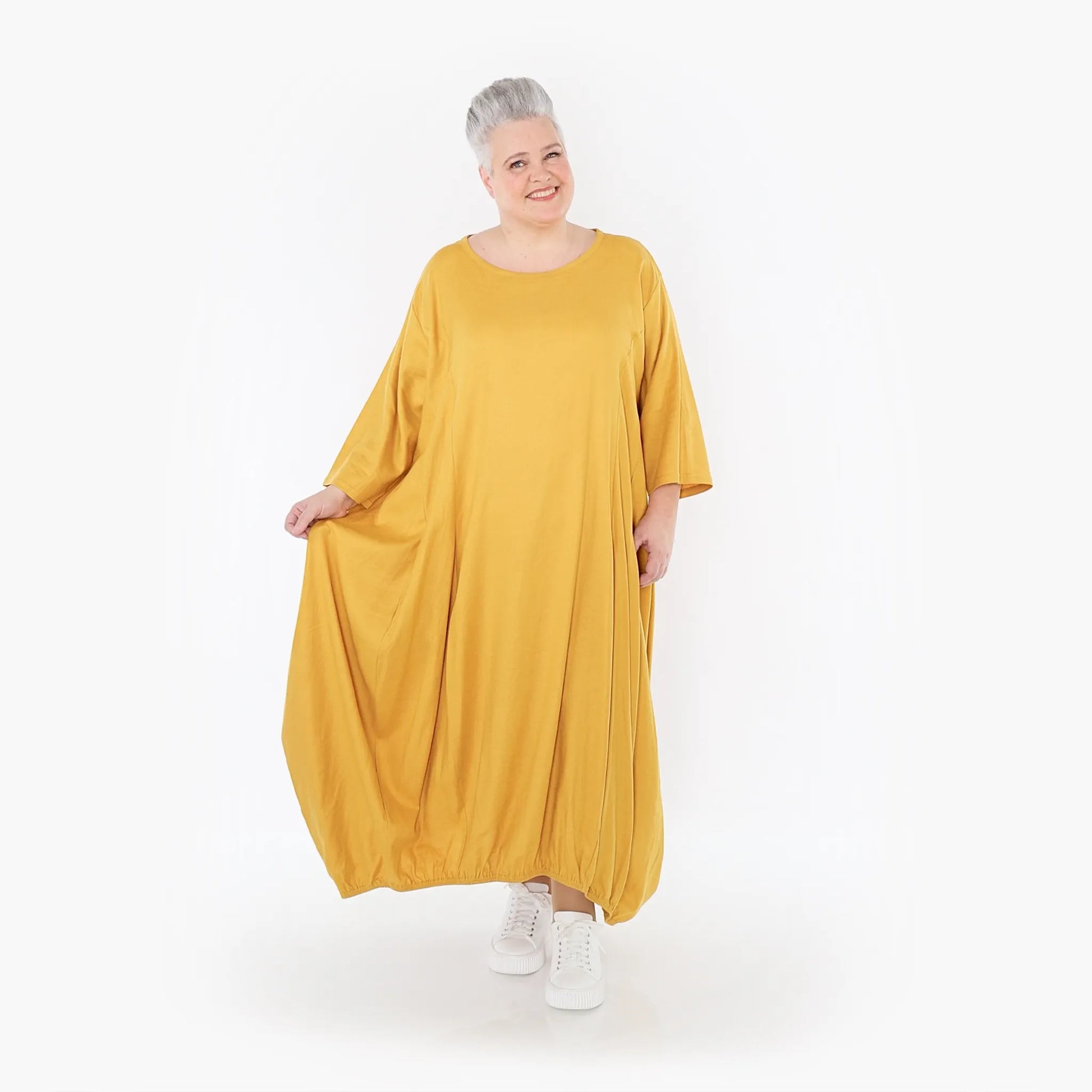 Ballonkleid von AKH Fashion aus Baumwolle, 1465.06736, Honig, Ausgefallen, Zeitlos, Schick