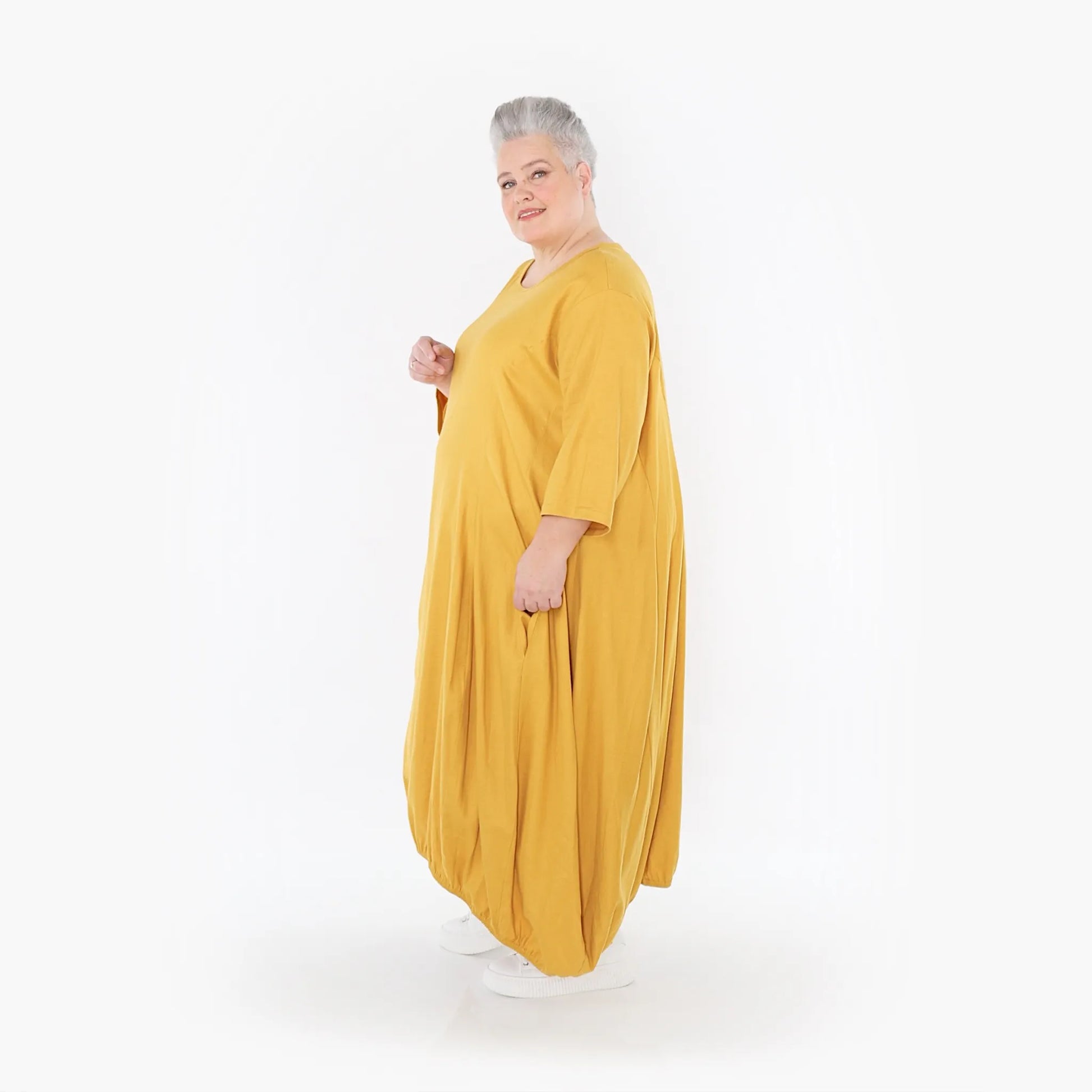 Ballonkleid von AKH Fashion aus Baumwolle, 1465.06736, Honig, Ausgefallen, Zeitlos, Schick