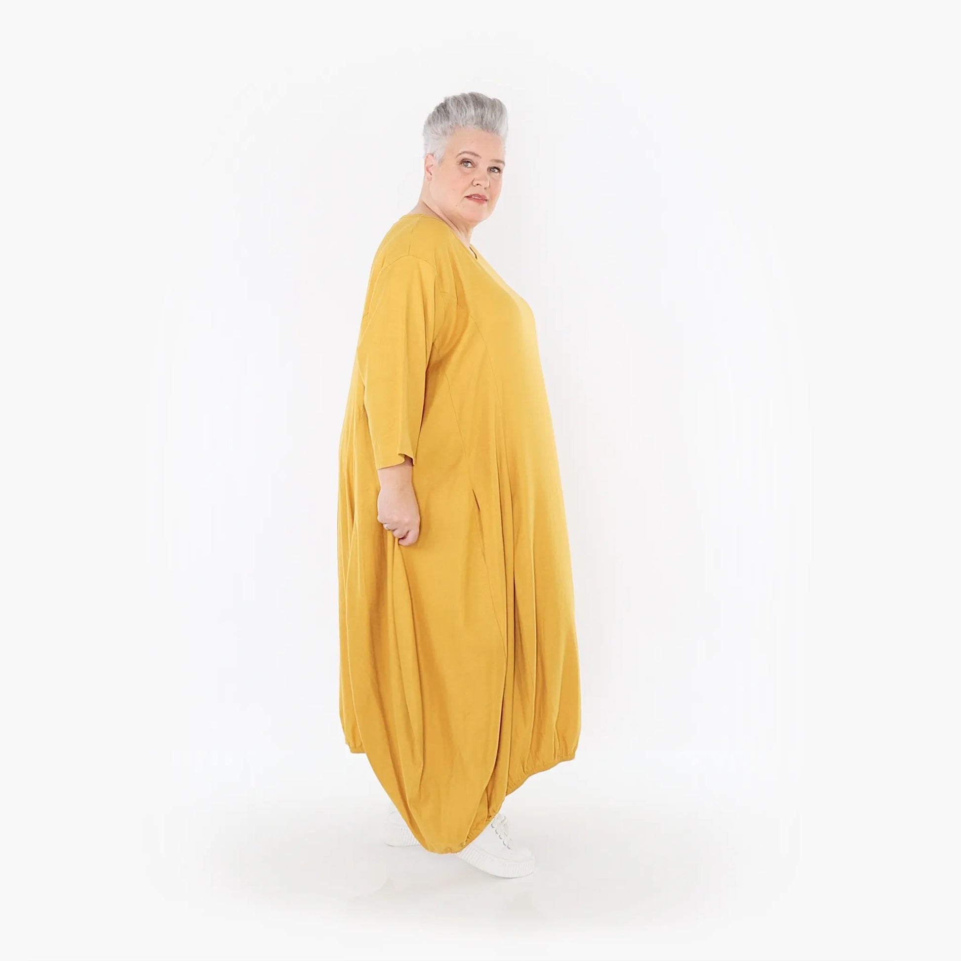Ballonkleid von AKH Fashion aus Baumwolle, 1465.06736, Honig, Ausgefallen, Zeitlos, Schick