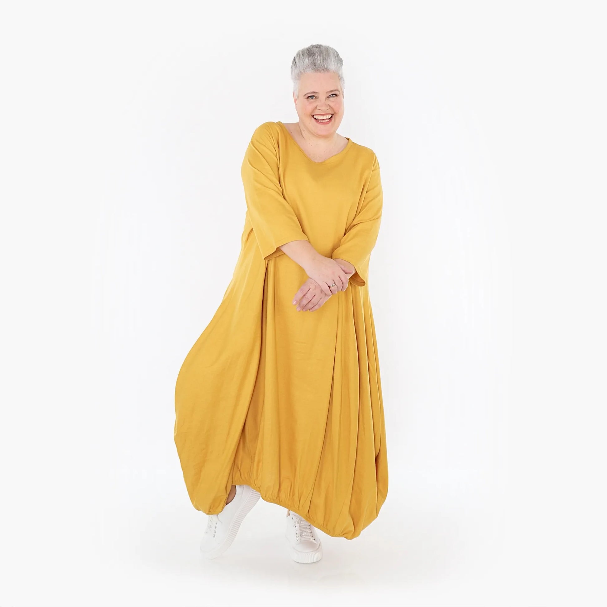 Ballonkleid von AKH Fashion aus Baumwolle, 1465.06736, Honig, Ausgefallen, Zeitlos, Schick