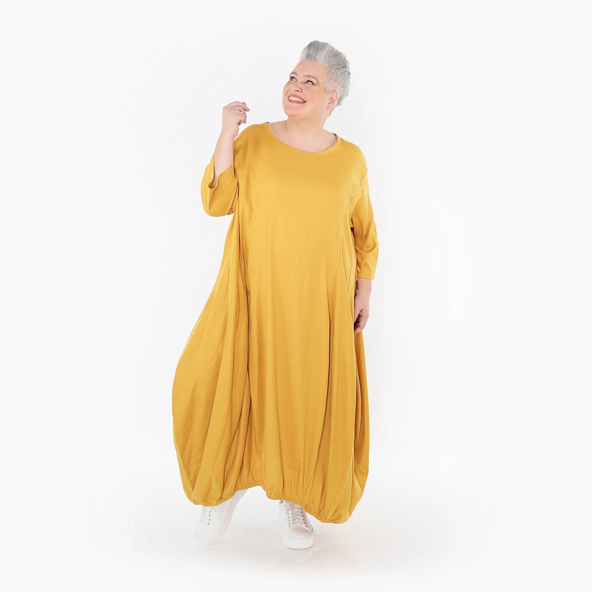 Ballonkleid von AKH Fashion aus Baumwolle, 1465.06736, Honig, Ausgefallen, Zeitlos, Schick