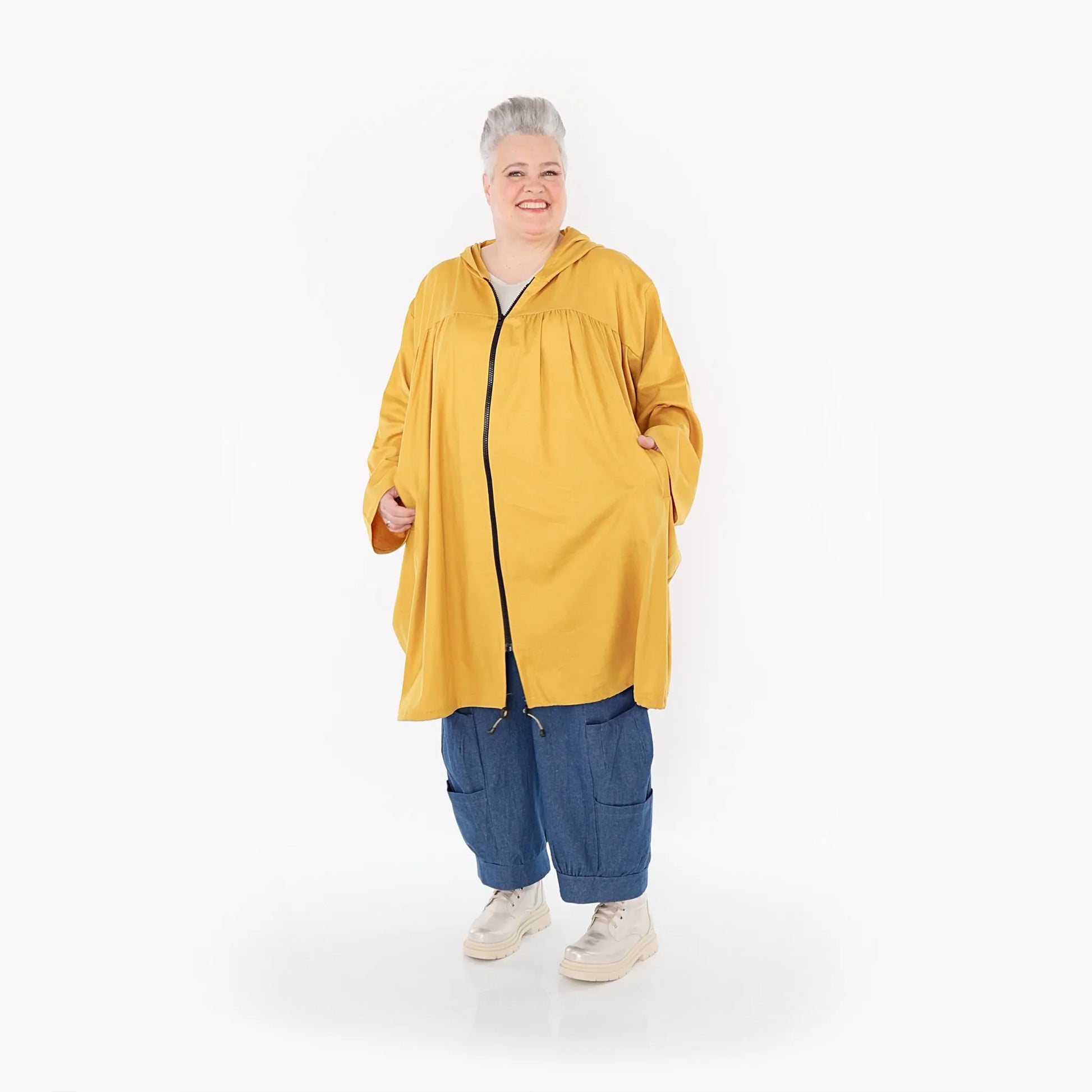 AKH Fashion Jacke in gerader Form, aus Baumwolle, 1465.07045, Honig, Ausgefallen, Zeitlos