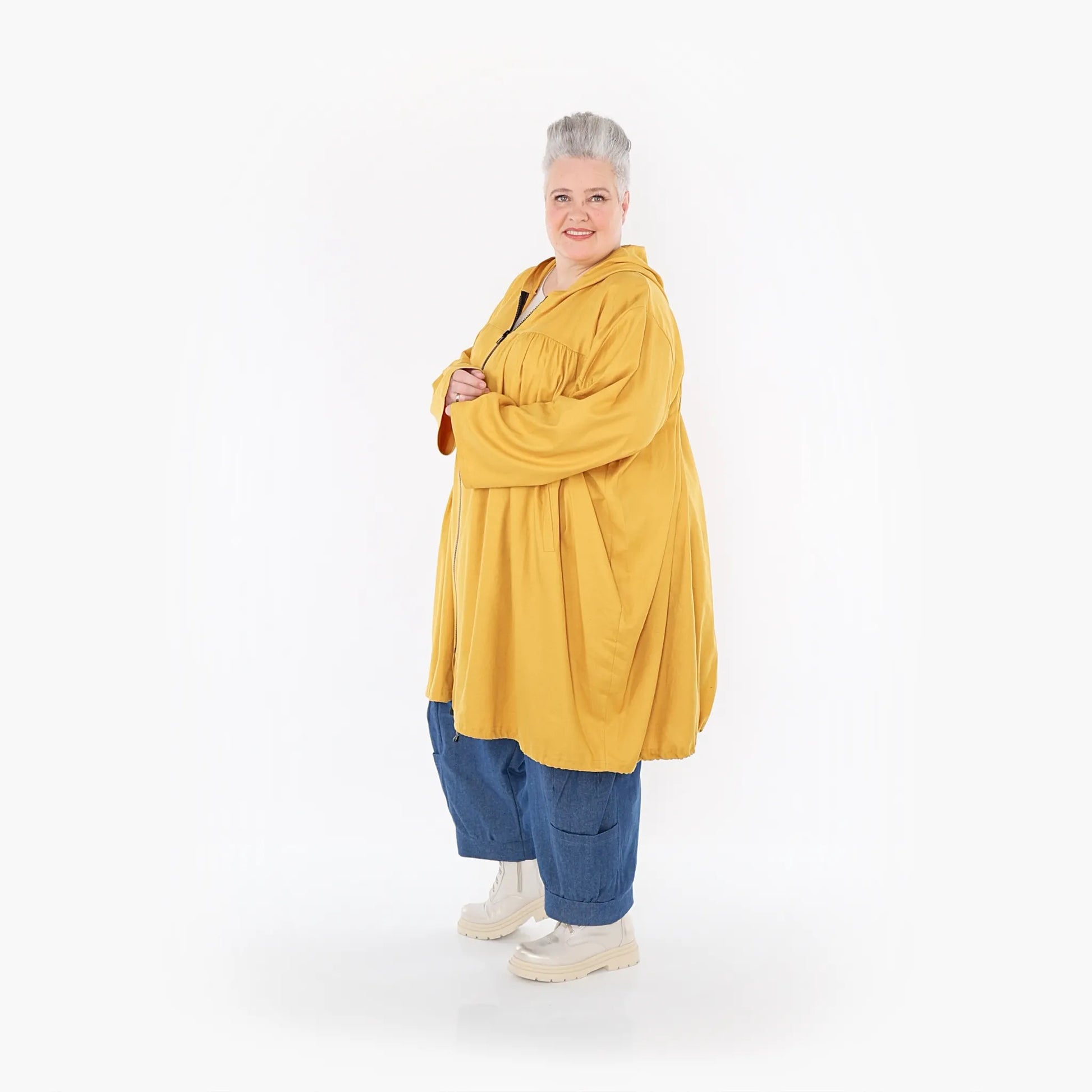 AKH Fashion Jacke in gerader Form, aus Baumwolle, 1465.07045, Honig, Ausgefallen, Zeitlos
