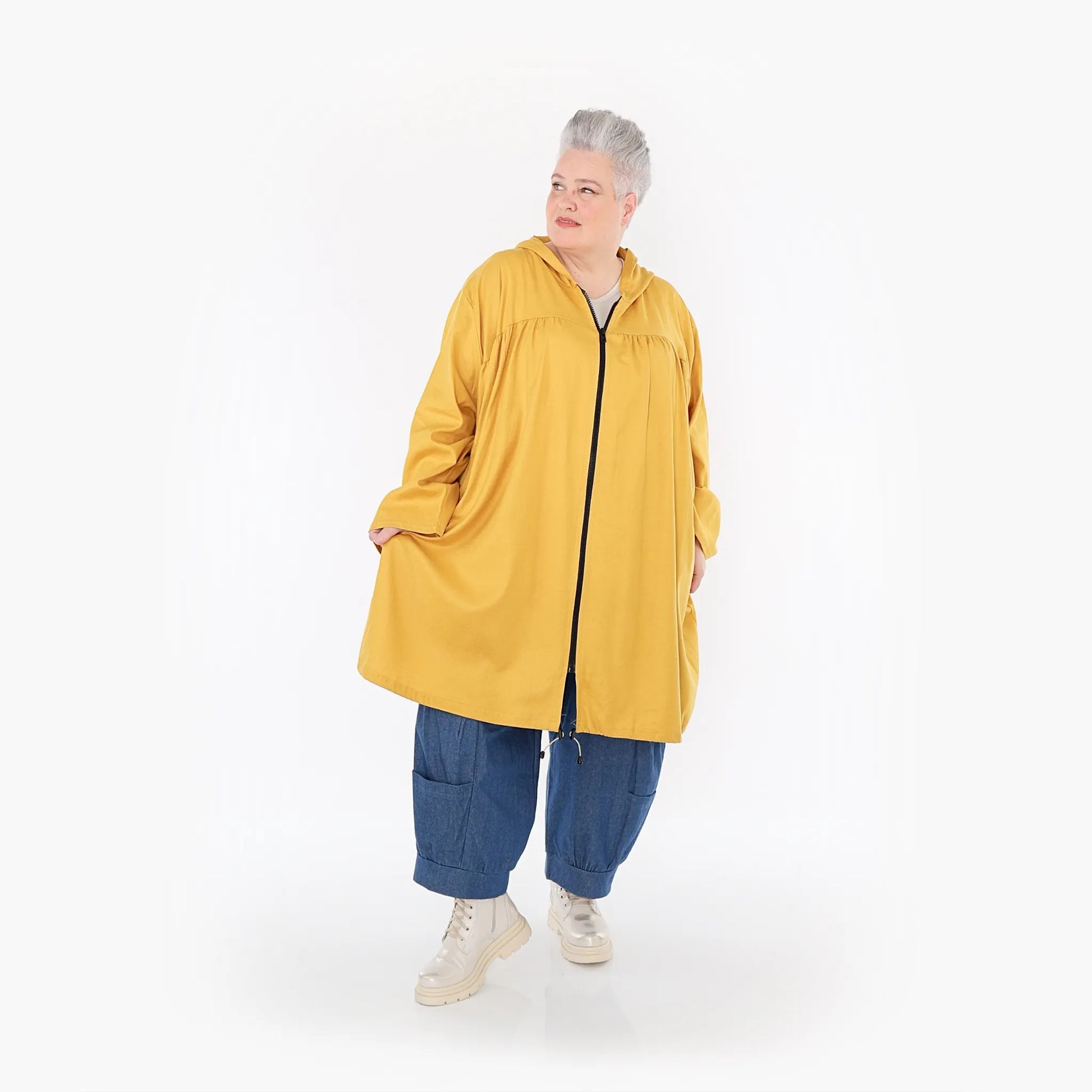 AKH Fashion Jacke in gerader Form, aus Baumwolle, 1465.07045, Honig, Ausgefallen, Zeitlos