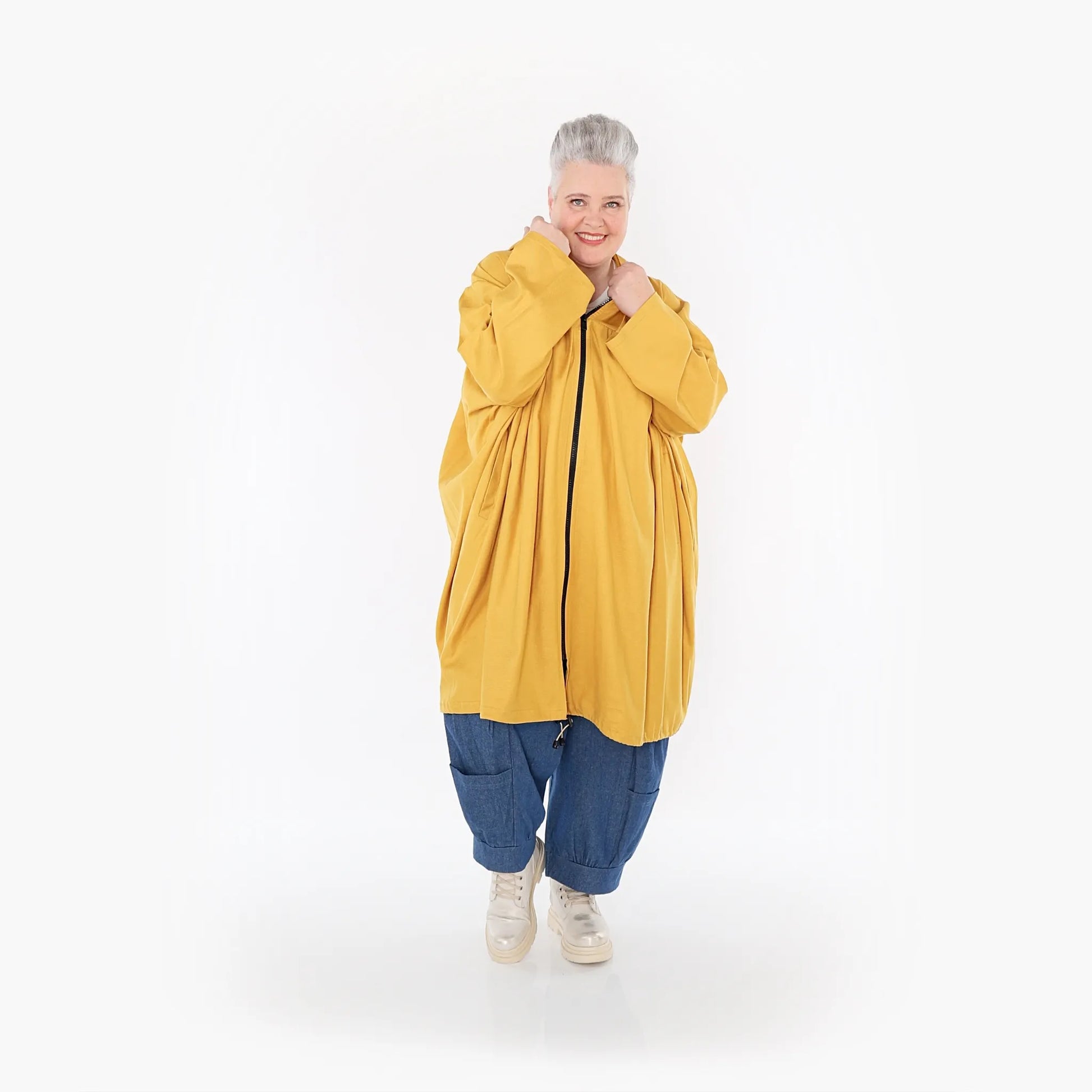 AKH Fashion Jacke in gerader Form, aus Baumwolle, 1465.07045, Honig, Ausgefallen, Zeitlos