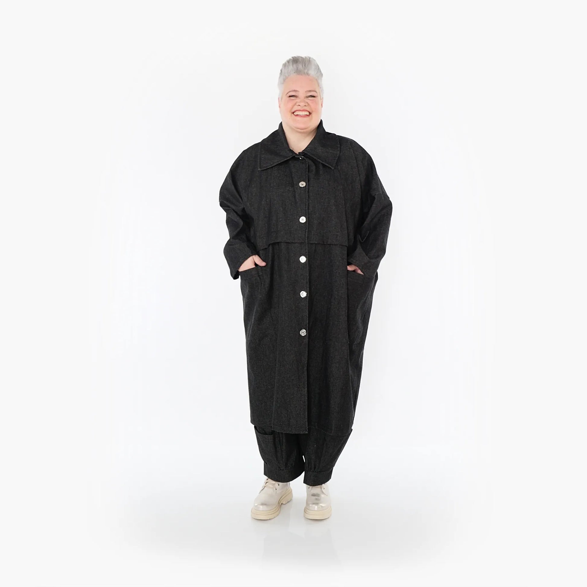 AKH Fashion Mantel in gerader Form, aus Polyester, 1466.07041, Schwarz, Ausgefallen