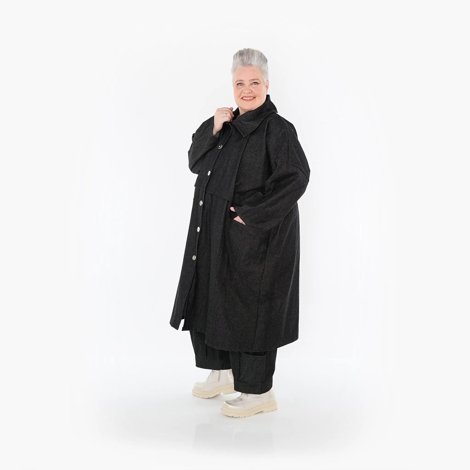 AKH Fashion Mantel in gerader Form, aus Polyester, 1466.07041, Schwarz, Ausgefallen