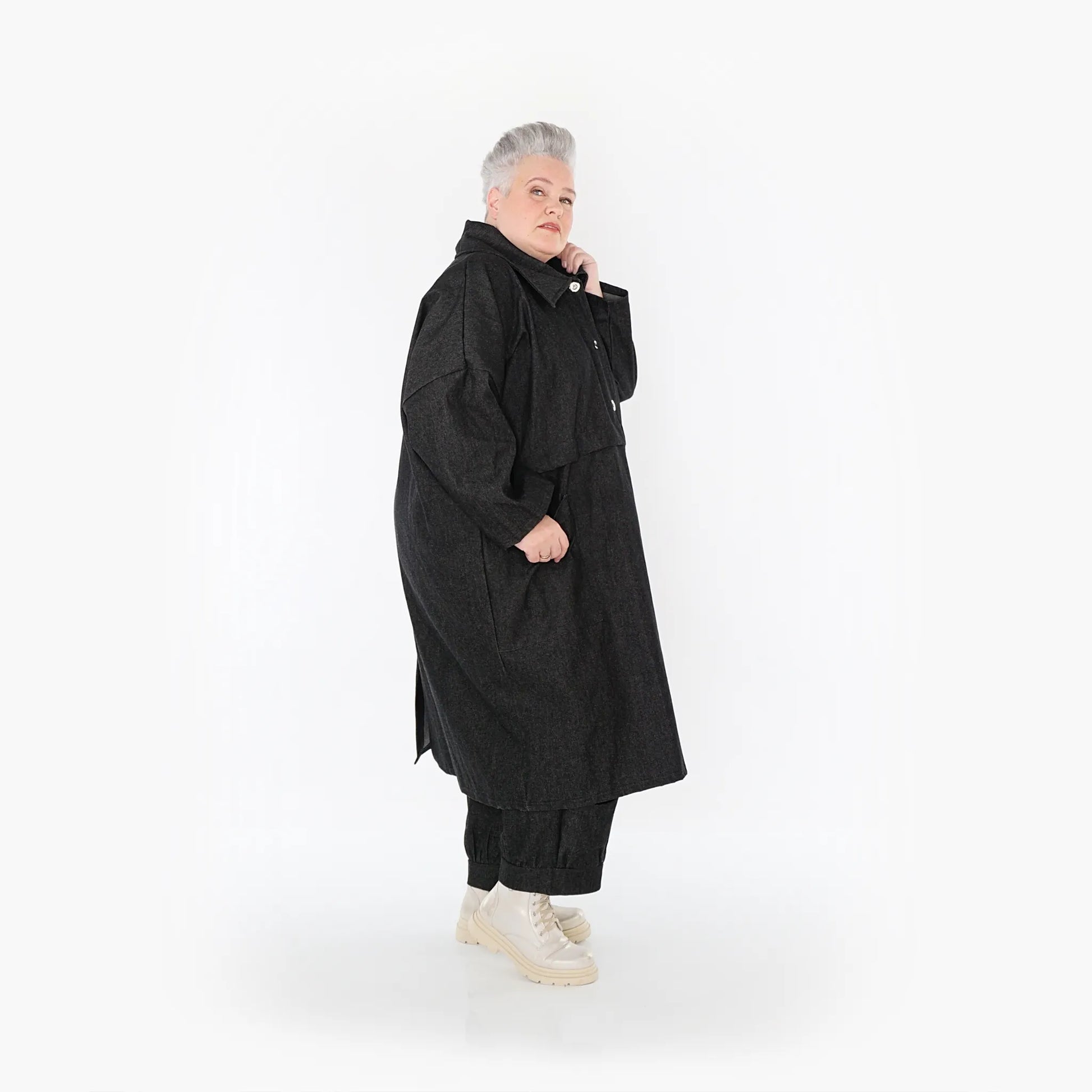 AKH Fashion Mantel in gerader Form, aus Polyester, 1466.07041, Schwarz, Ausgefallen