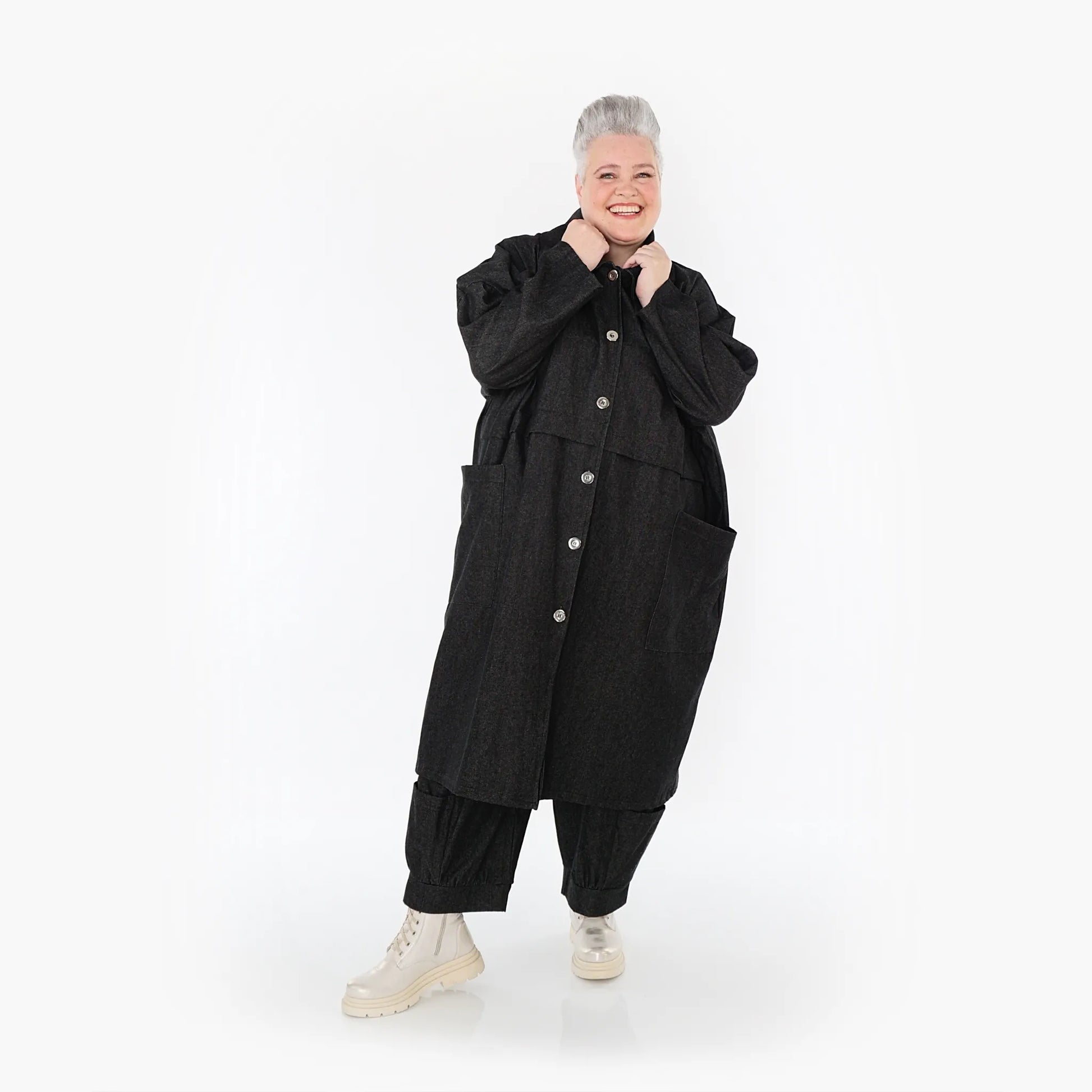 AKH Fashion Mantel in gerader Form, aus Polyester, 1466.07041, Schwarz, Ausgefallen