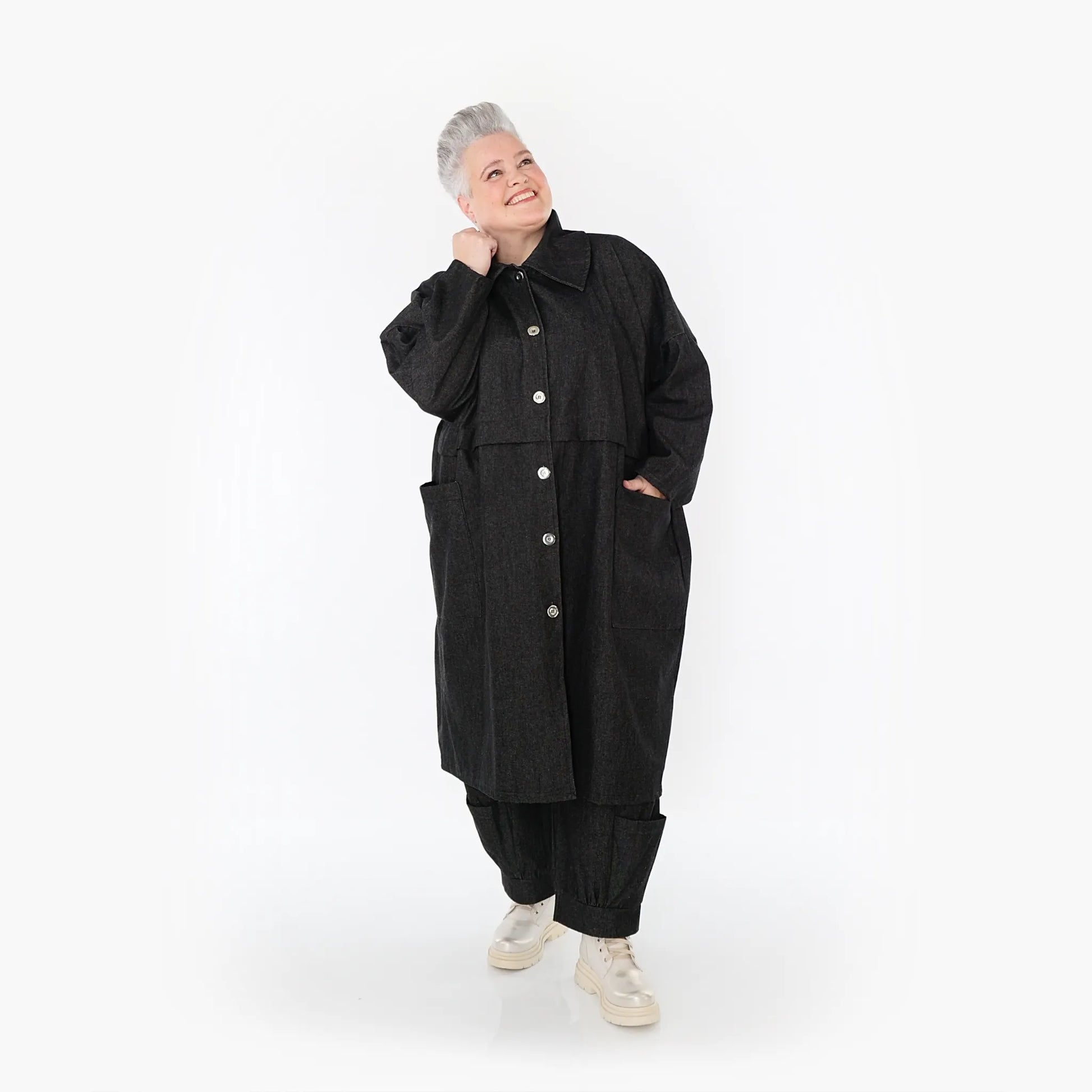 AKH Fashion Mantel in gerader Form, aus Polyester, 1466.07041, Schwarz, Ausgefallen