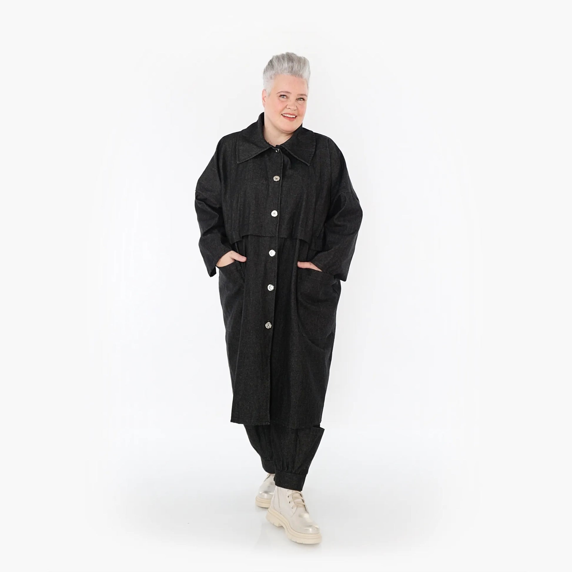 AKH Fashion Mantel in gerader Form, aus Polyester, 1466.07041, Schwarz, Ausgefallen