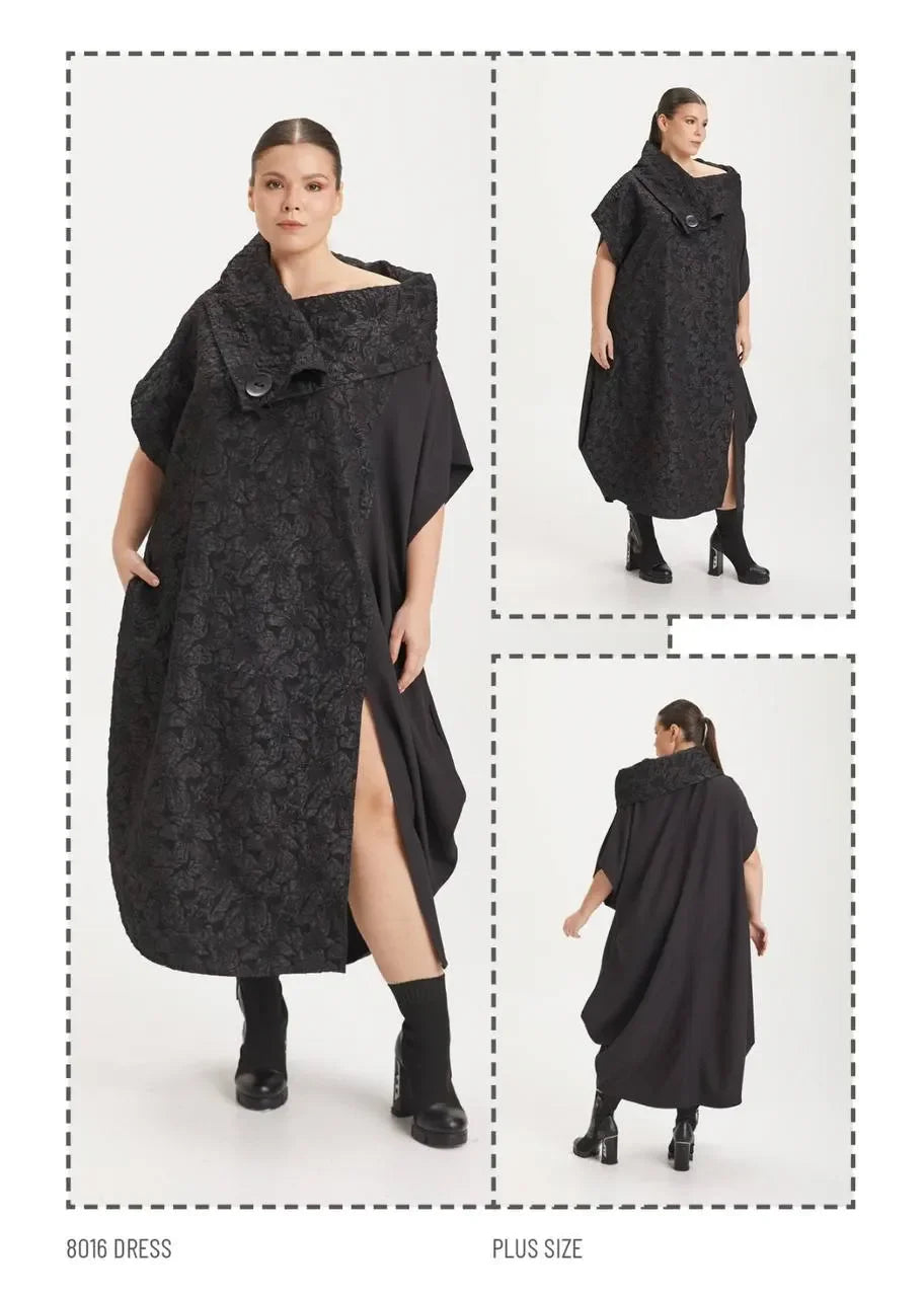 Ballonkleid von H4 Fashion aus Materialmix, 8016, Schwarz, Ausgefallen, Zeitlos, Schick