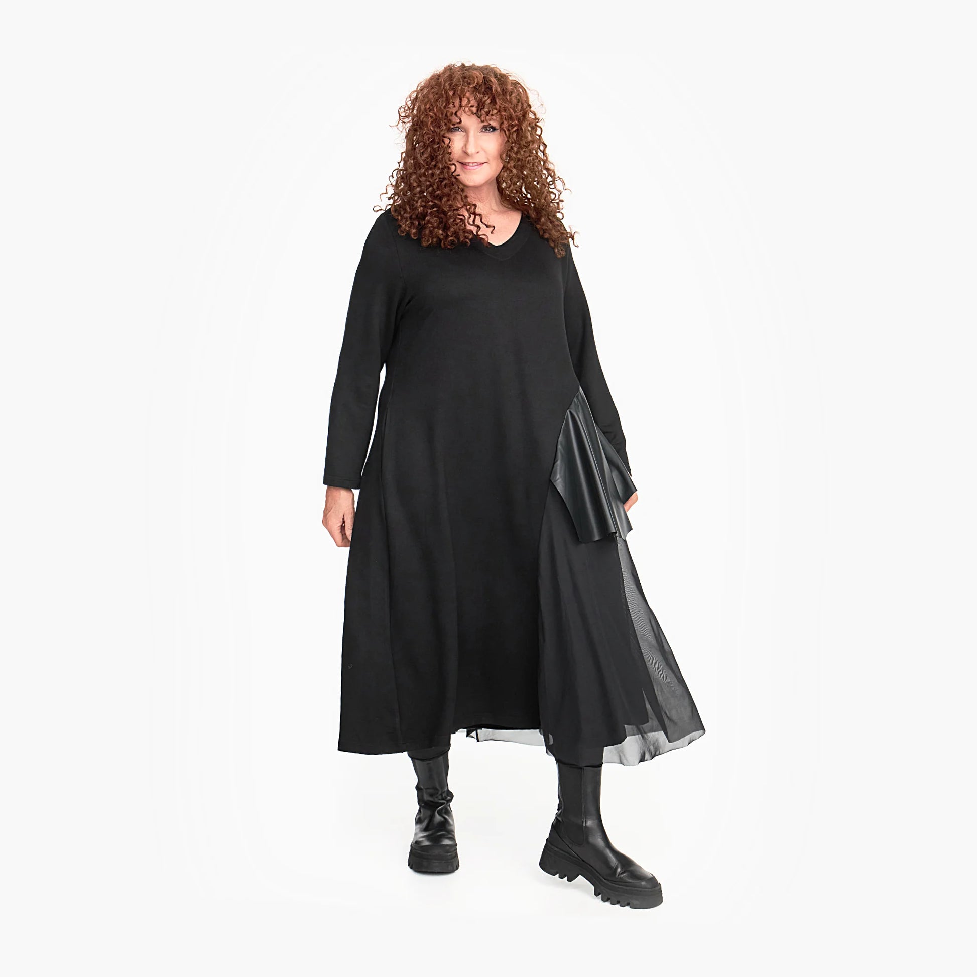 Kleid von Do Your Best aus Viskose, D767, Schwarz, Schick, Modern, Bequem