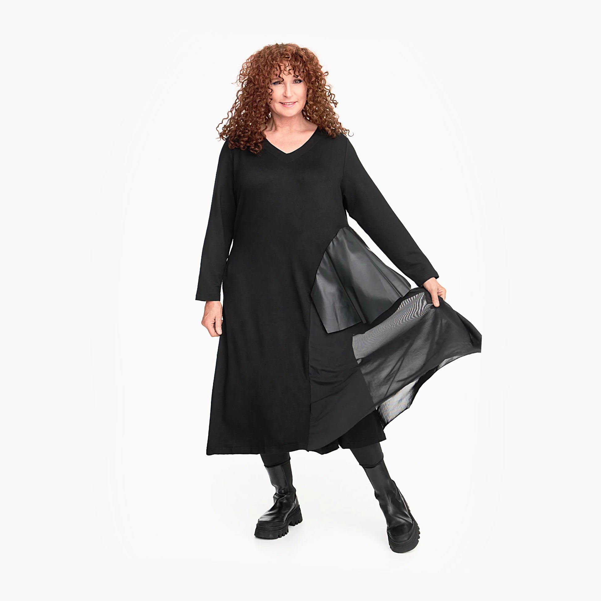 Kleid von Do Your Best aus Viskose, D767, Schwarz, Schick, Modern, Bequem