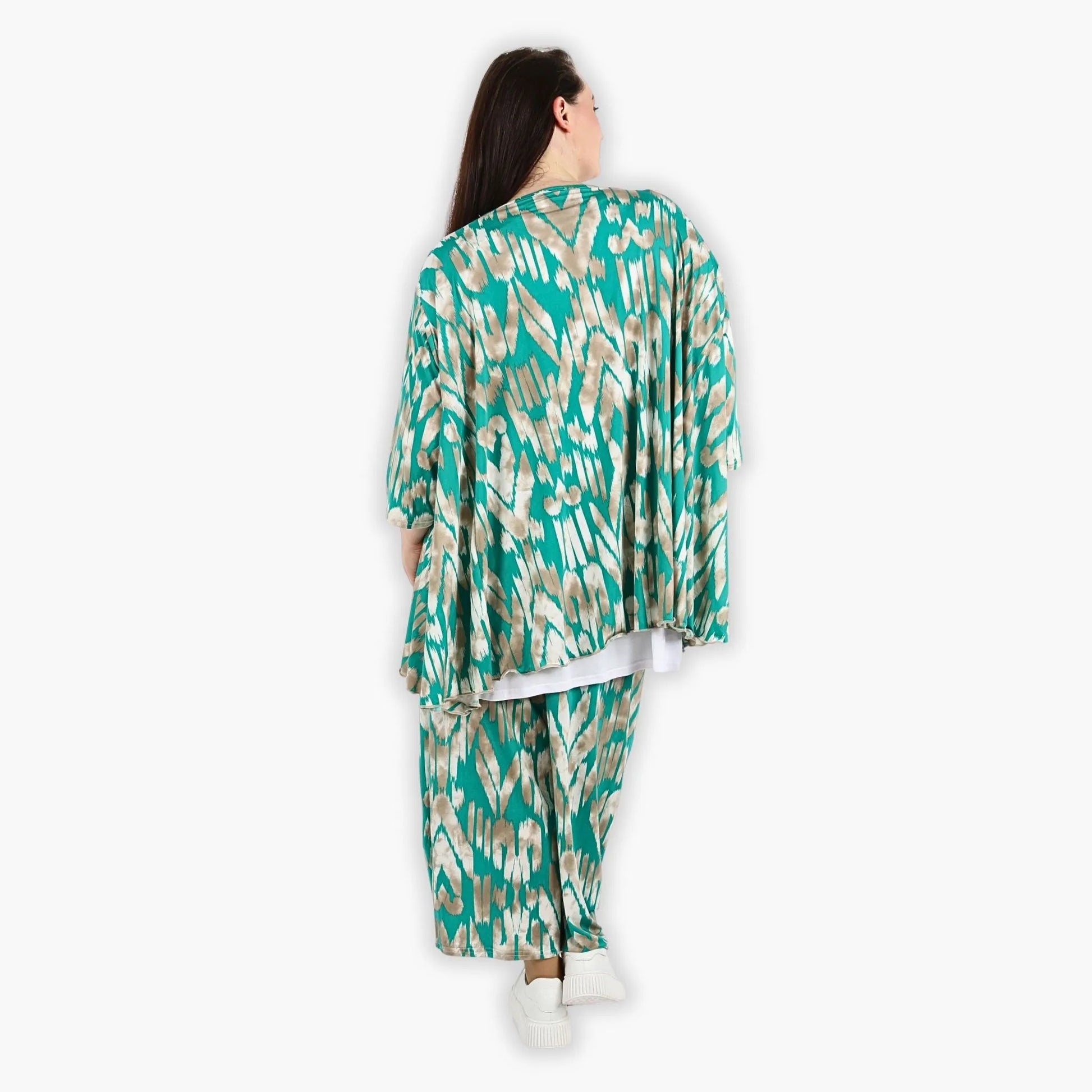 A-Form Bigshirt von AKH Fashion aus Viskose, 1296.00593, Mint-Beige, Grafik, Schick, Modern