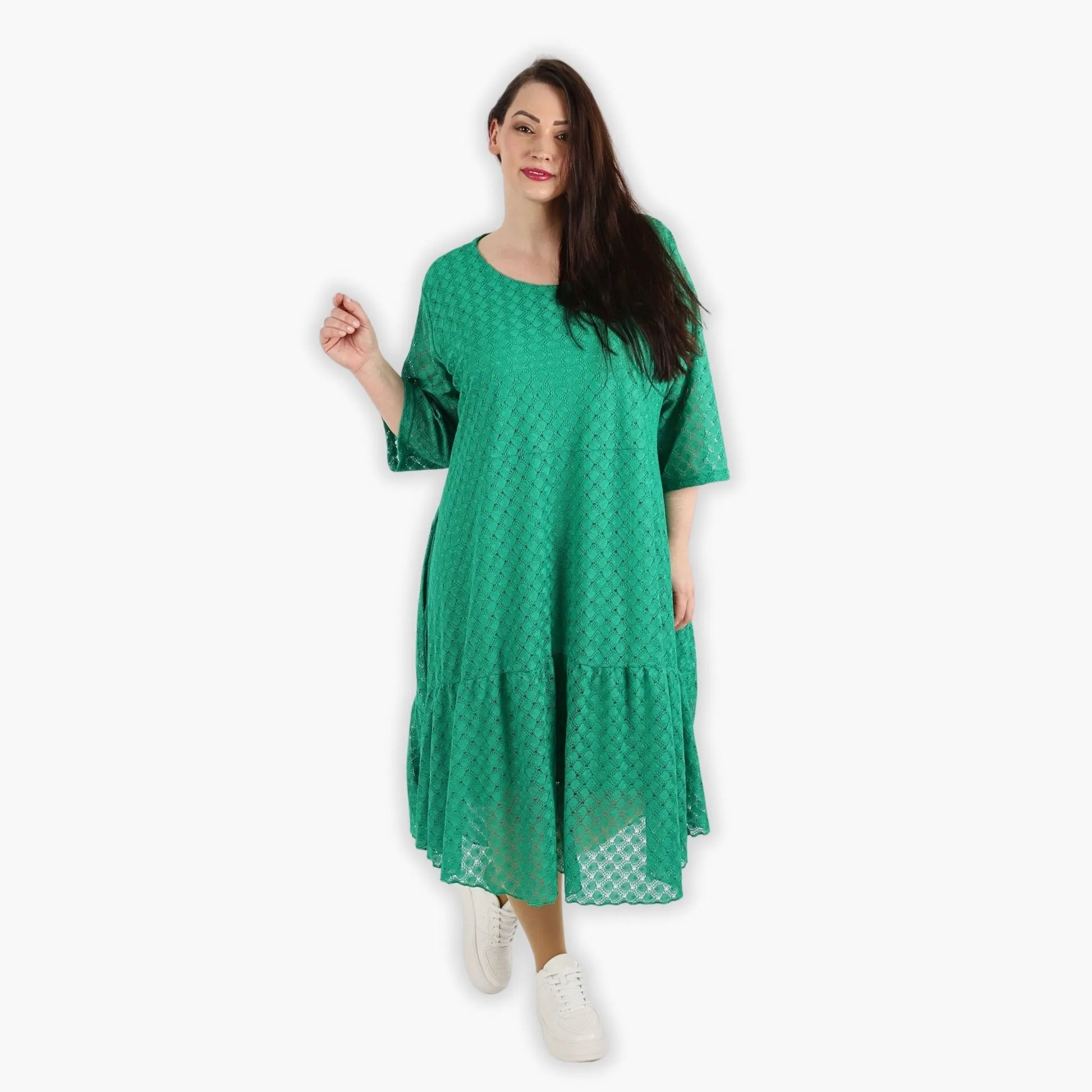 Ballonkleid von AKH Fashion aus Viskose, 1297.06712, Grün, Netz, Schick, Modern, Bequem