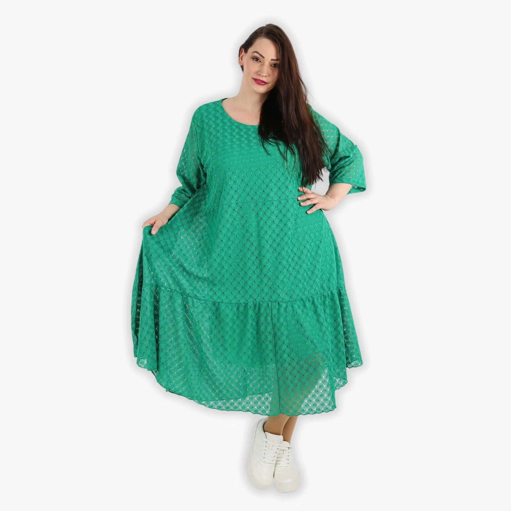 Ballonkleid von AKH Fashion aus Viskose, 1297.06712, Grün, Netz, Schick, Modern, Bequem