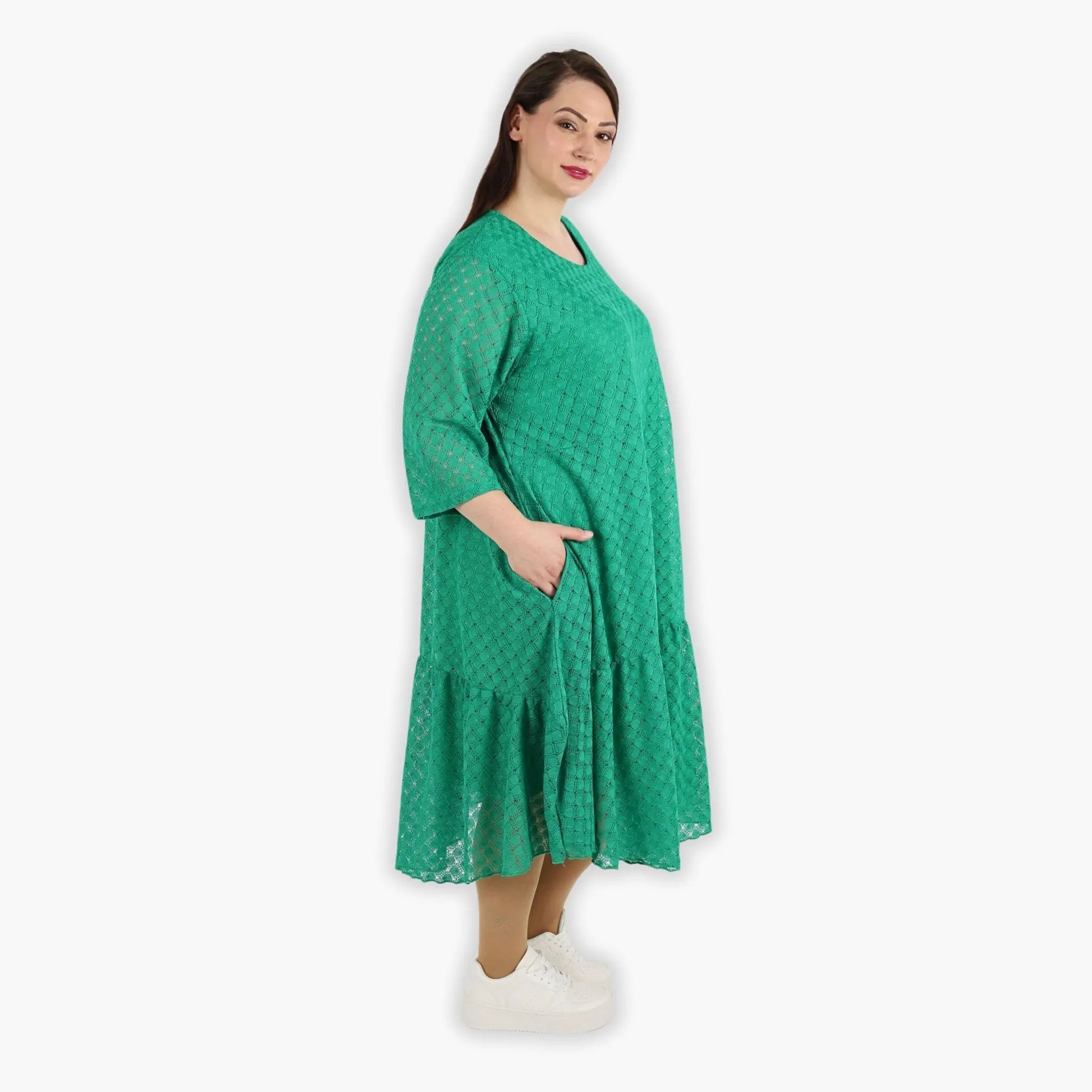 Ballonkleid von AKH Fashion aus Viskose, 1297.06712, Grün, Netz, Schick, Modern, Bequem
