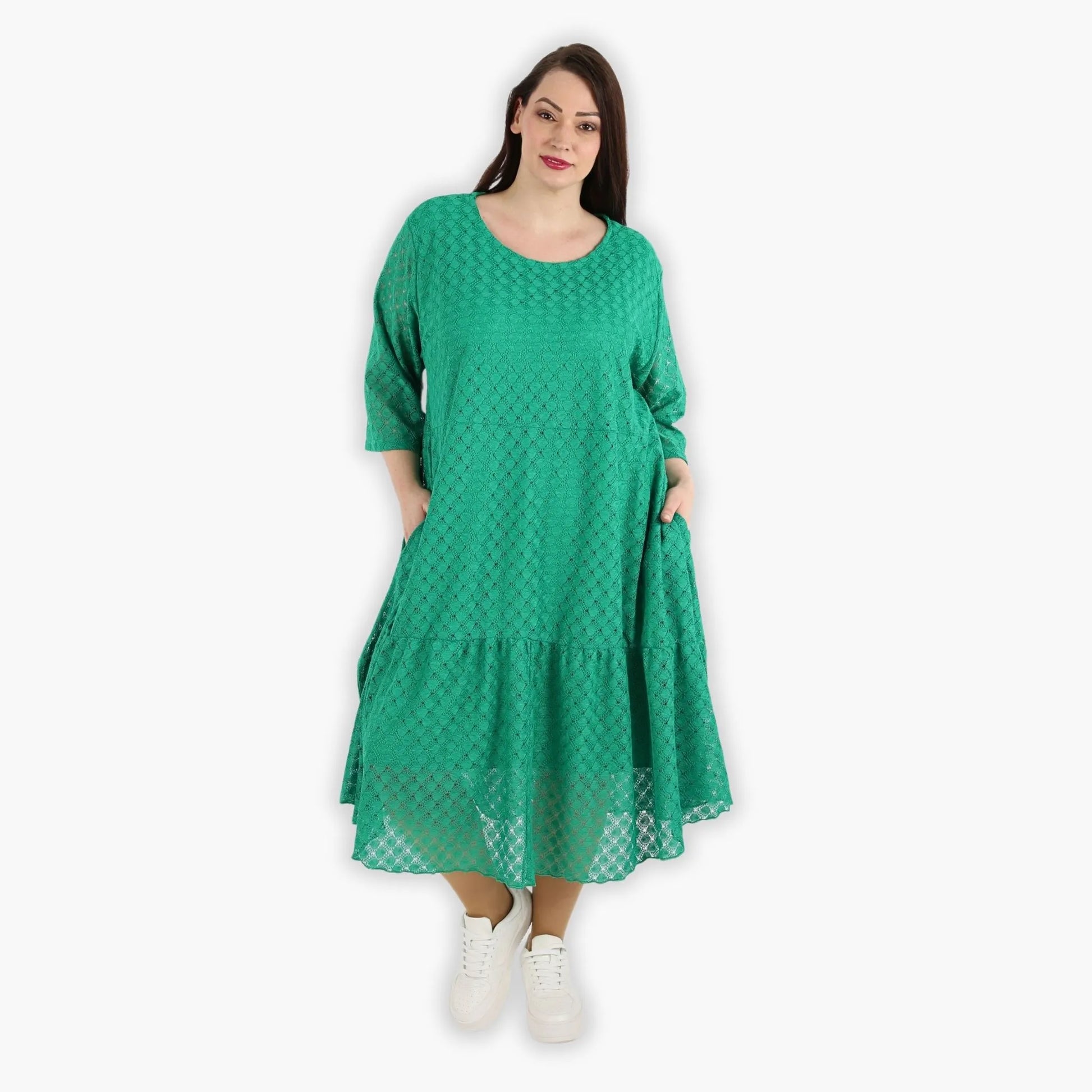 Ballonkleid von AKH Fashion aus Viskose, 1297.06712, Grün, Netz, Schick, Modern, Bequem
