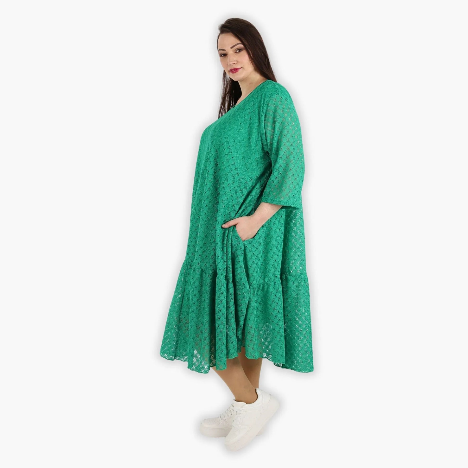 Ballonkleid von AKH Fashion aus Viskose, 1297.06712, Grün, Netz, Schick, Modern, Bequem