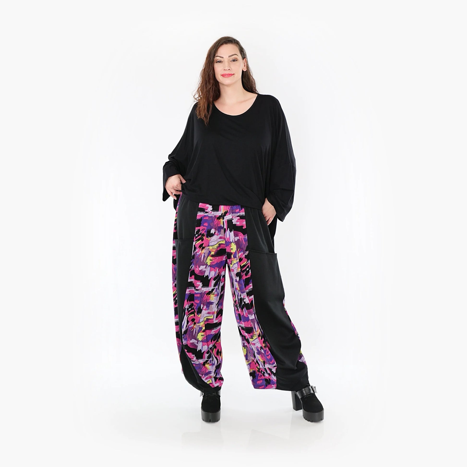Ballonhose von AKH Fashion aus Viskose, 1381.08069, Fuchsia, Grafik, Schick, Modern
