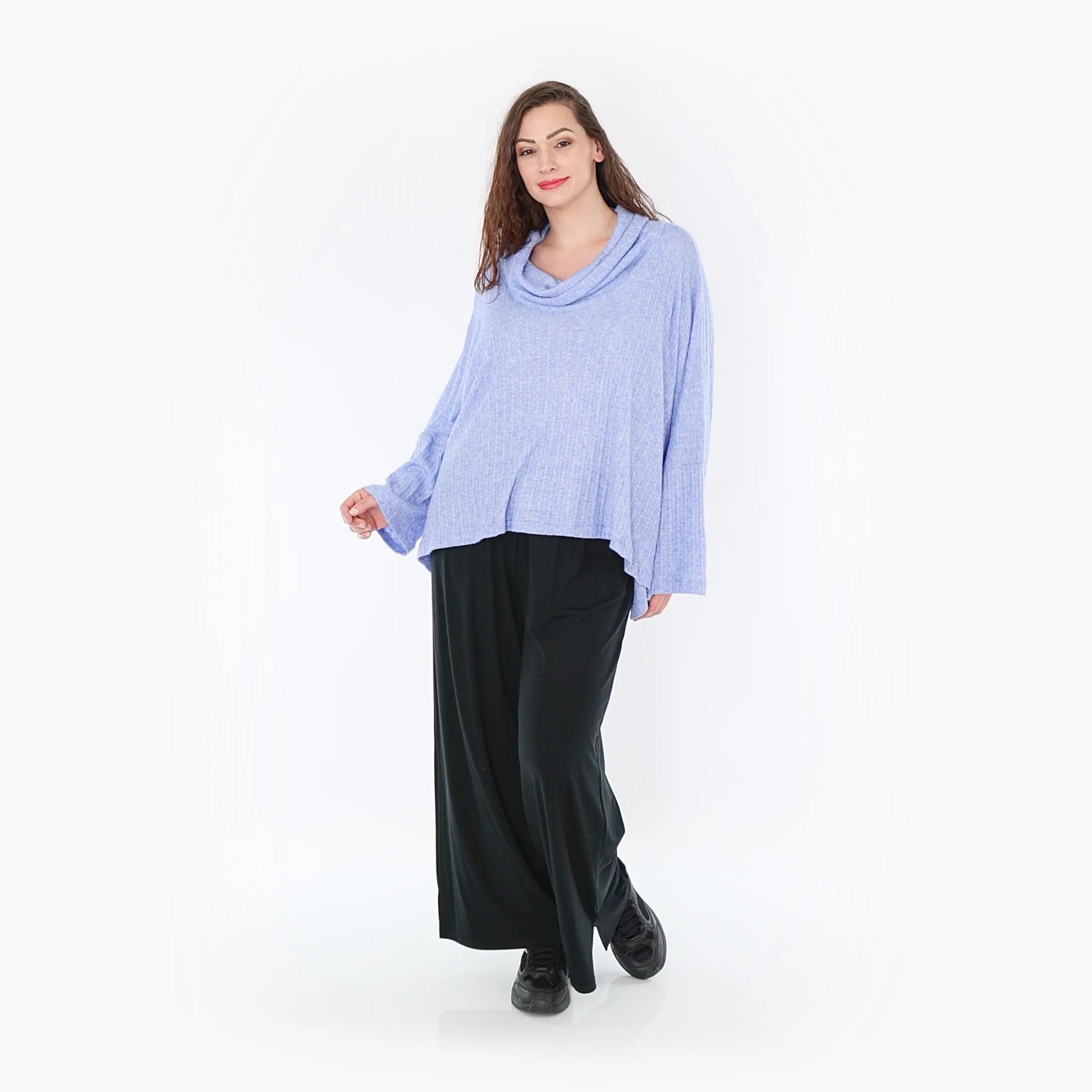 AKH Fashion Bigshirt in kastiger Form, aus Polyurethan, 1384.03019, Blau, Gerippt, Schick