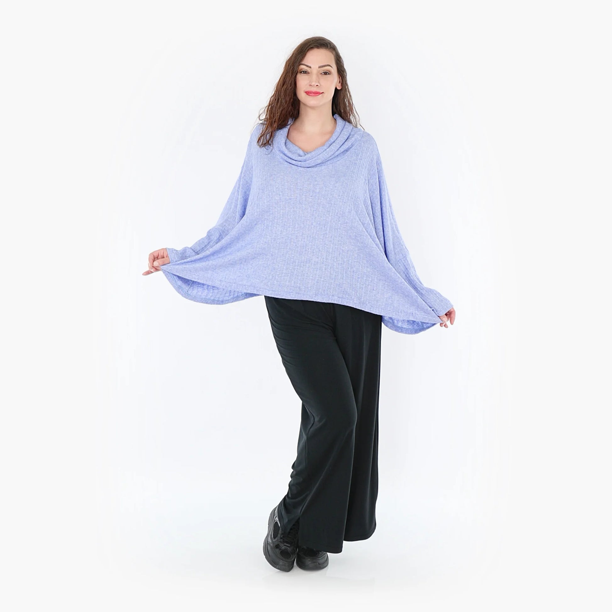 AKH Fashion Bigshirt in kastiger Form, aus Polyurethan, 1384.03019, Blau, Gerippt, Schick