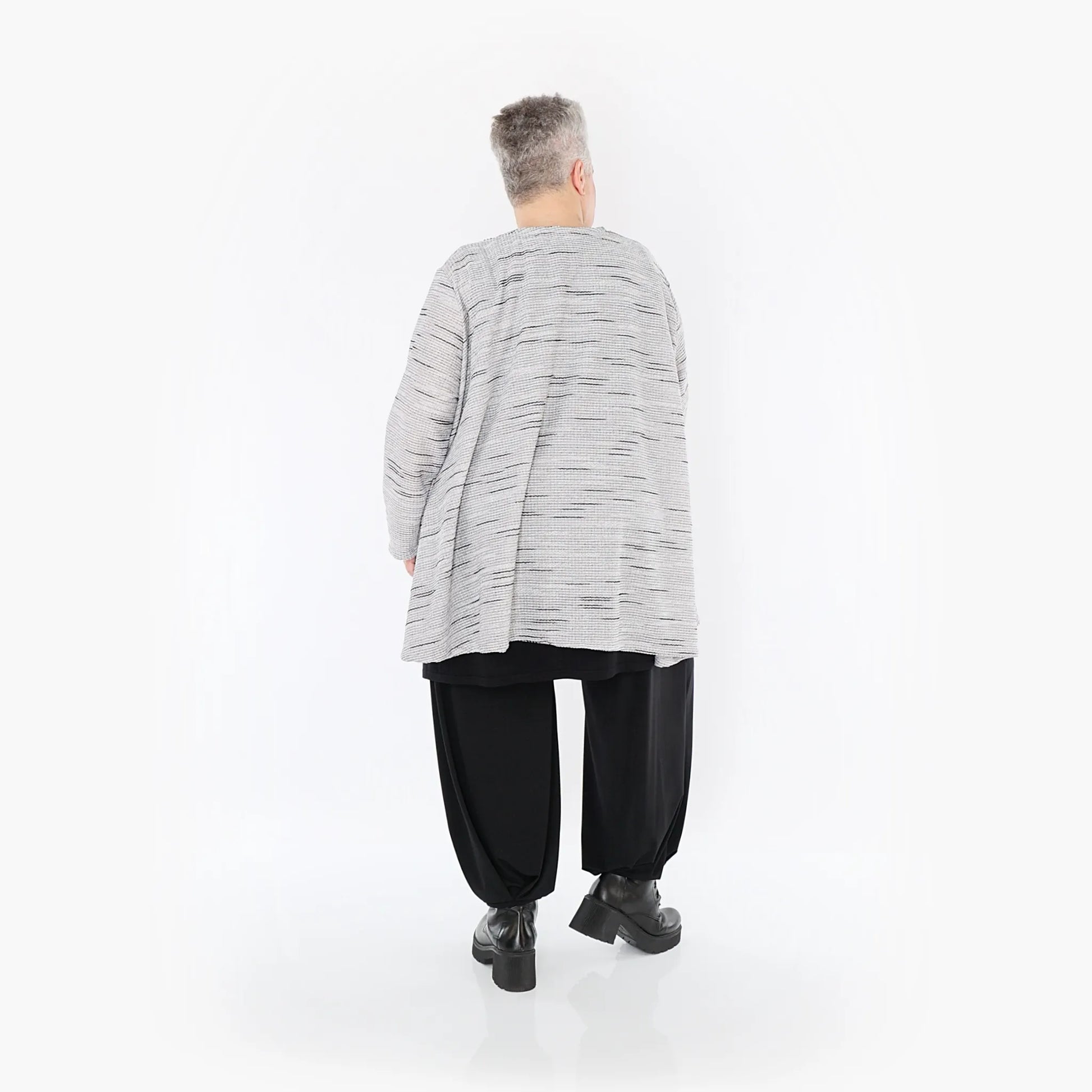 A-Form Jacke von AKH Fashion aus Baumwolle, 1402.01382, Grau-Schwarz, Meliert, Schick