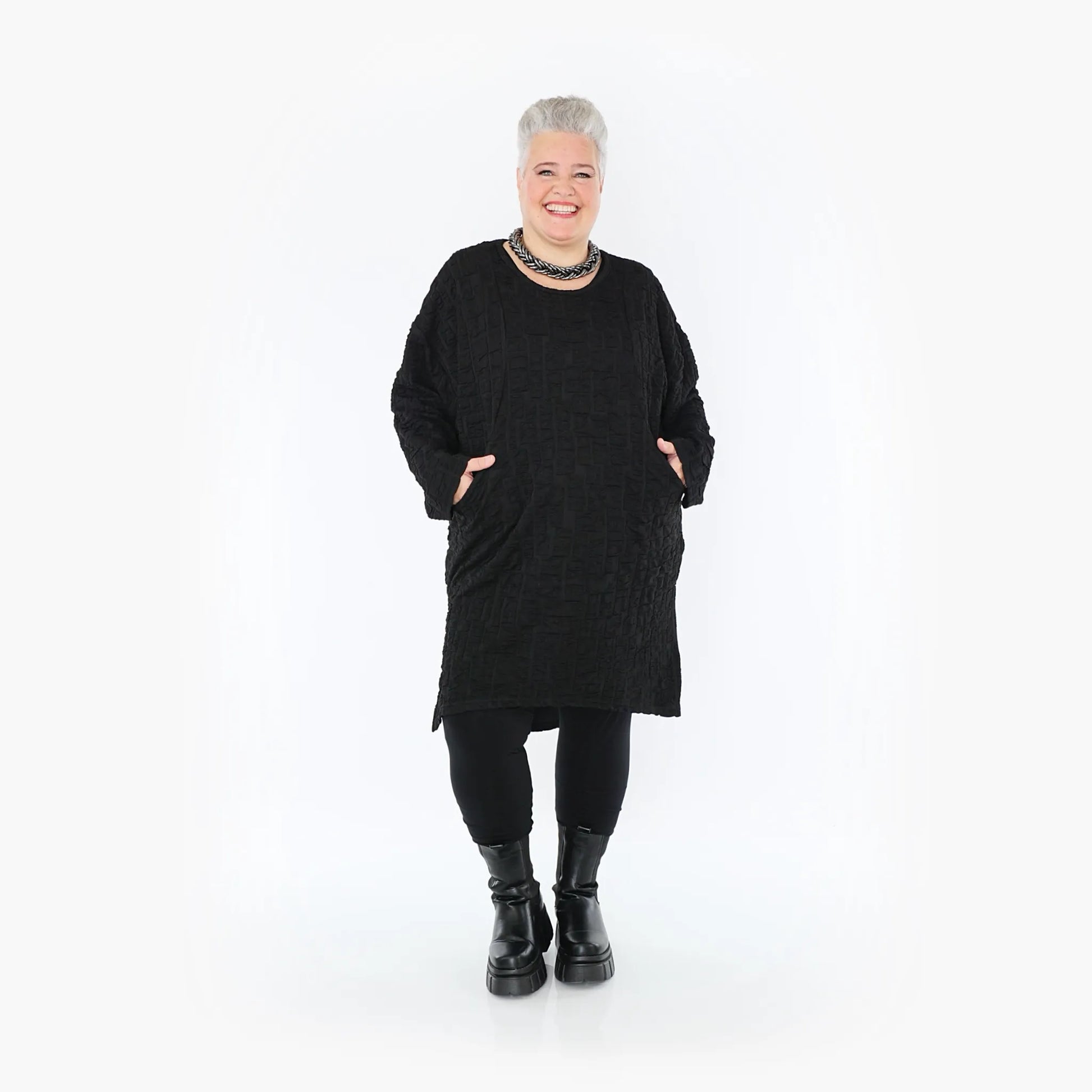 AKH Fashion Kleid in gerader Form, aus Viskose, 1405.07009, Schwarz, Schick, Modern