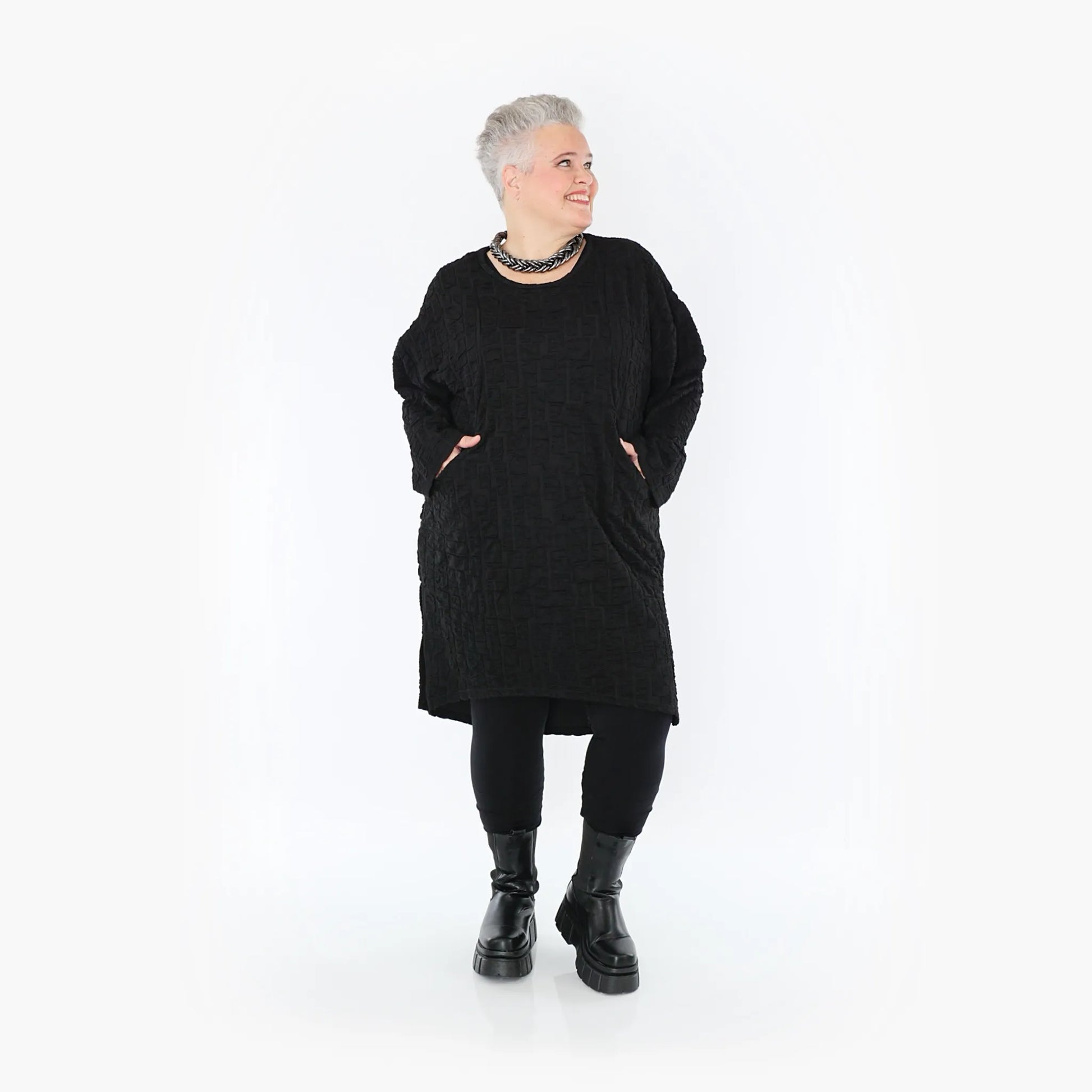 AKH Fashion Kleid in gerader Form, aus Viskose, 1405.07009, Schwarz, Schick, Modern