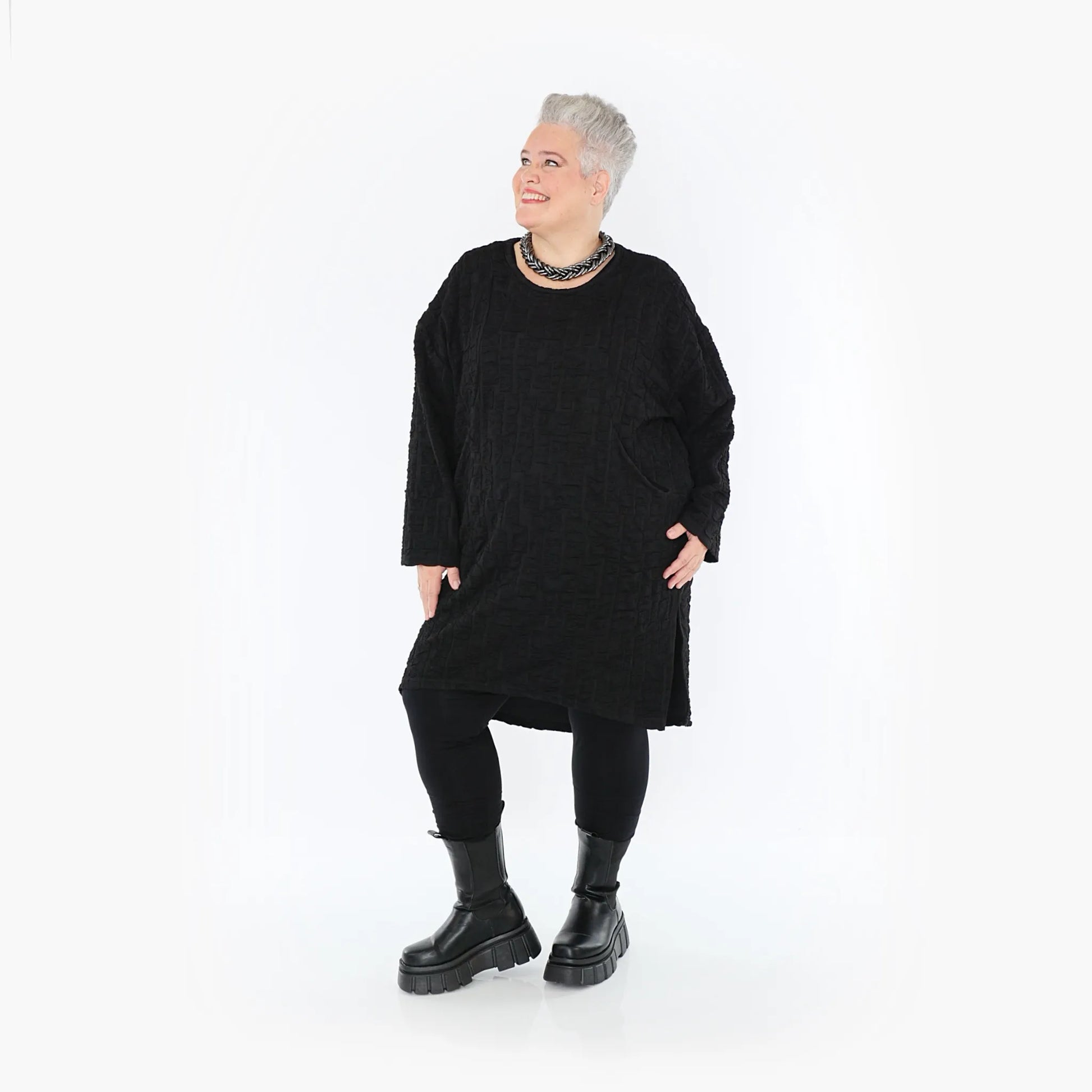 AKH Fashion Kleid in gerader Form, aus Viskose, 1405.07009, Schwarz, Schick, Modern