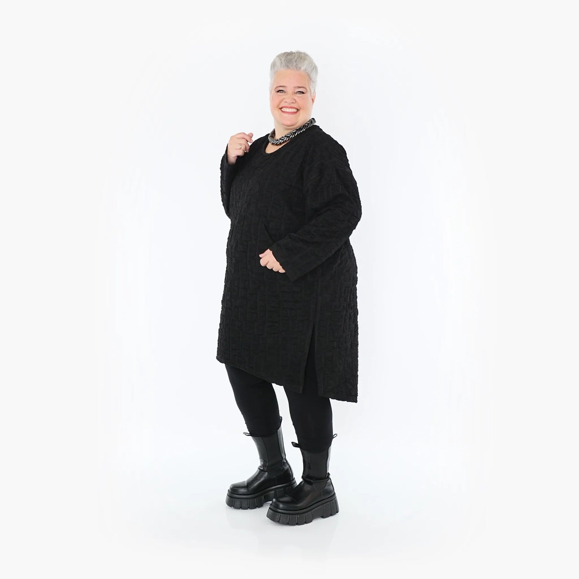 AKH Fashion Kleid in gerader Form, aus Viskose, 1405.07009, Schwarz, Schick, Modern