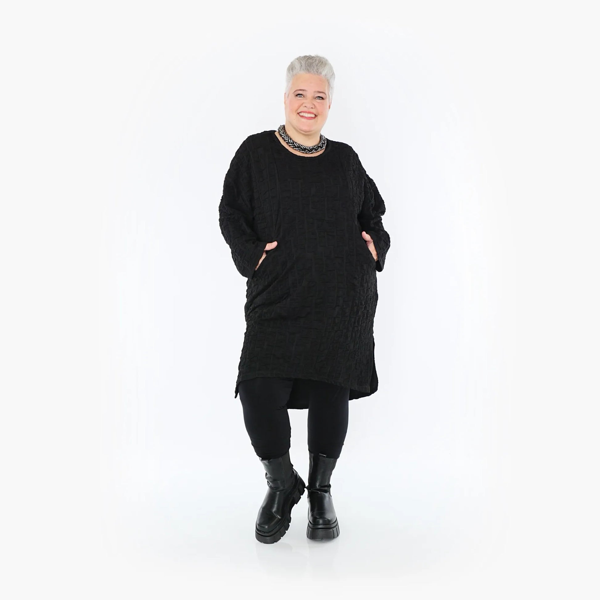 AKH Fashion Kleid in gerader Form, aus Viskose, 1405.07009, Schwarz, Schick, Modern