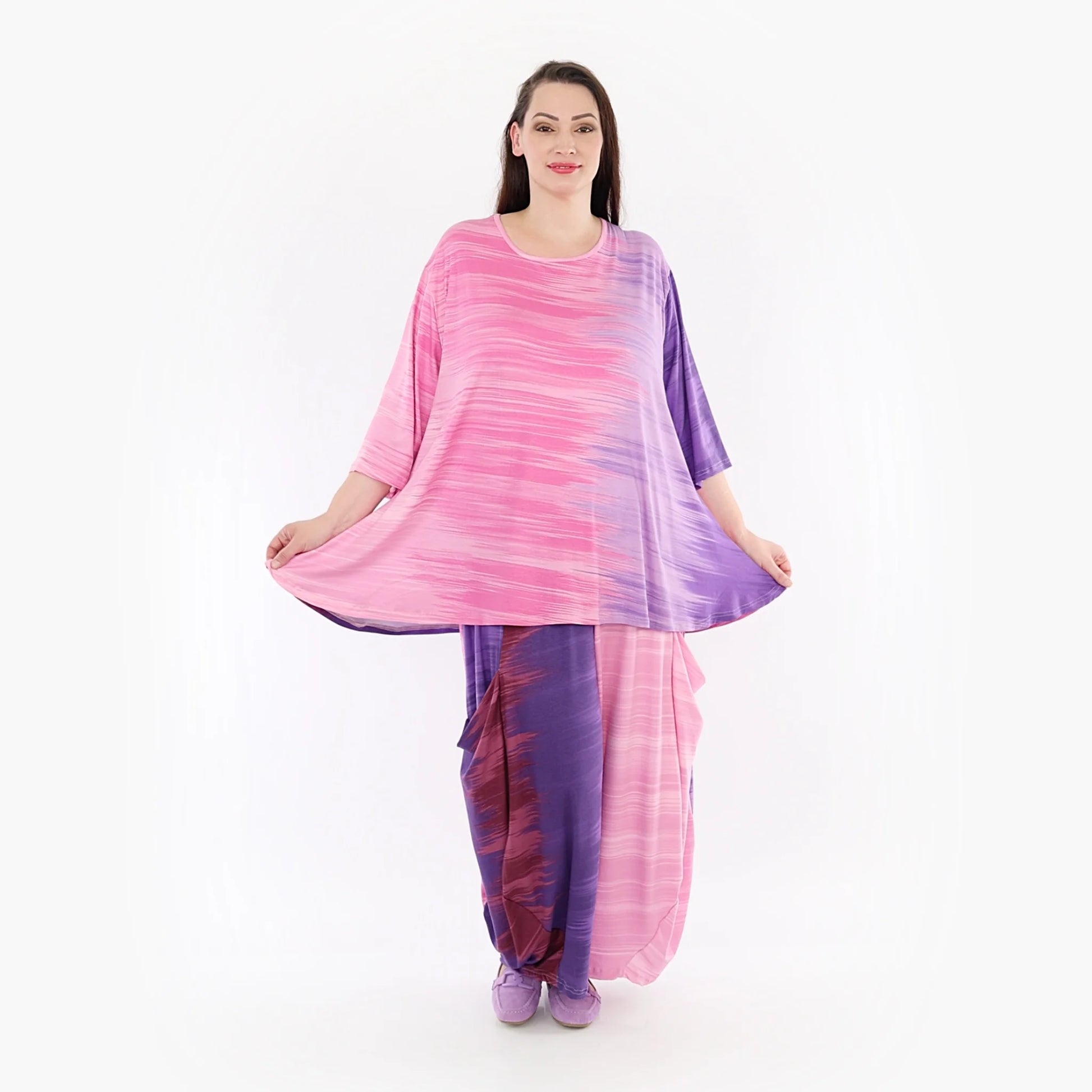 AKH Fashion Shirt in Glocken-Form, aus Viskose, 1249.01892, Flieder-Pink, Batik, Schick