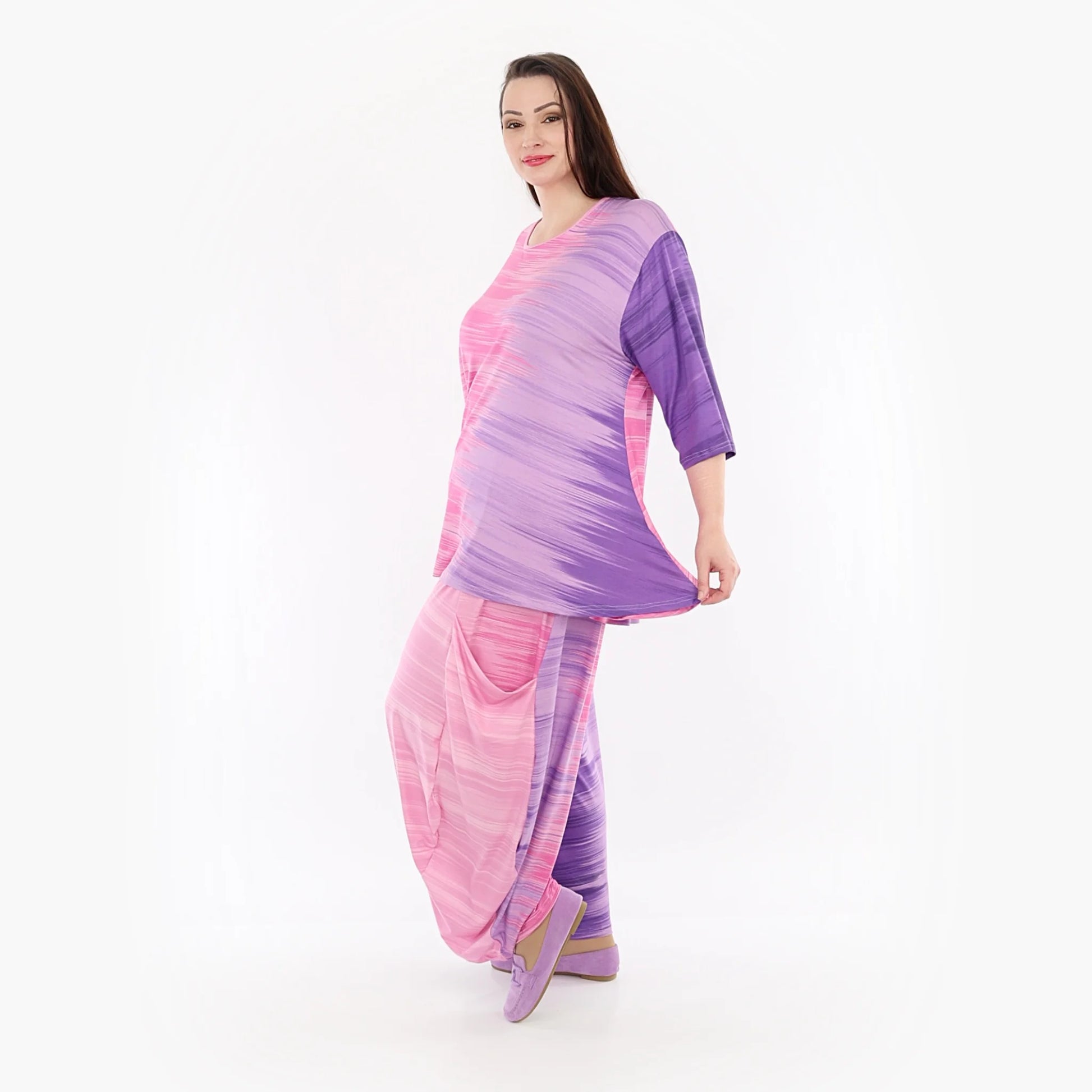 AKH Fashion Shirt in Glocken-Form, aus Viskose, 1249.01892, Flieder-Pink, Batik, Schick