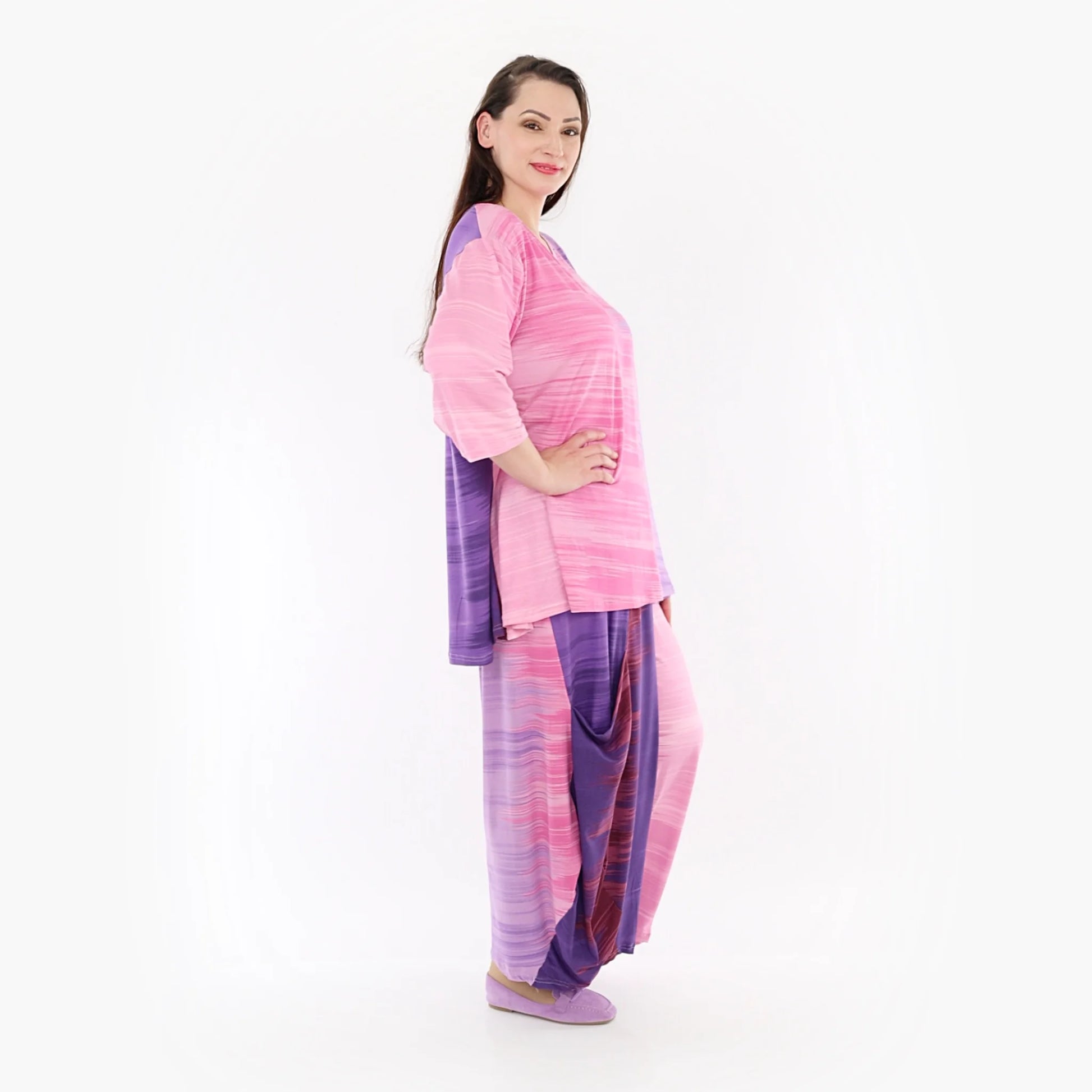AKH Fashion Shirt in Glocken-Form, aus Viskose, 1249.01892, Flieder-Pink, Batik, Schick