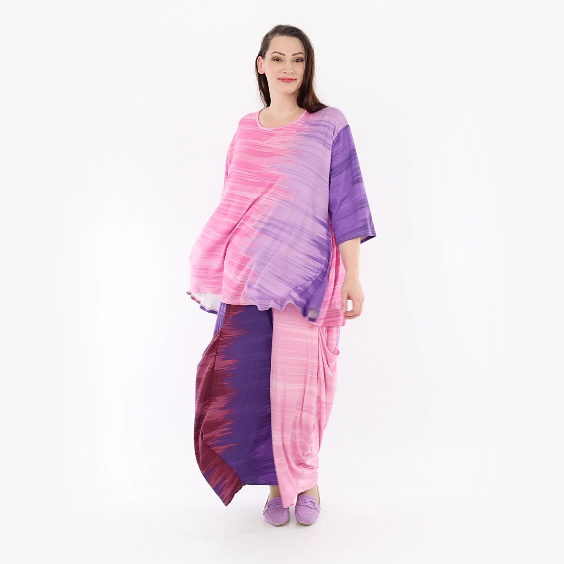 AKH Fashion Shirt in Glocken-Form, aus Viskose, 1249.01892, Flieder-Pink, Batik, Schick