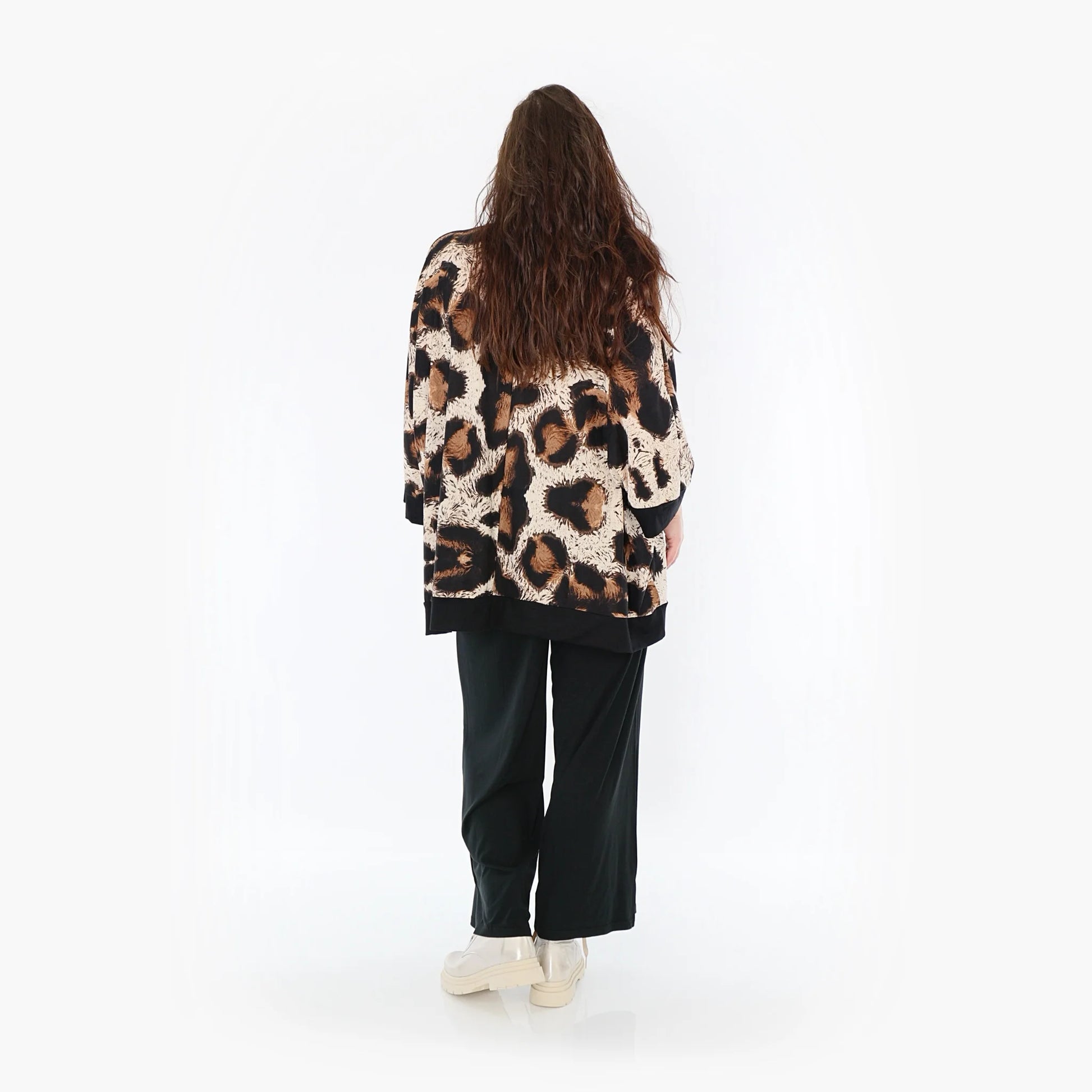 AKH Fashion Bigshirt in kastiger Form, aus Viskose, 1369.06964, Beige-Schwarz-Braun, Leopard