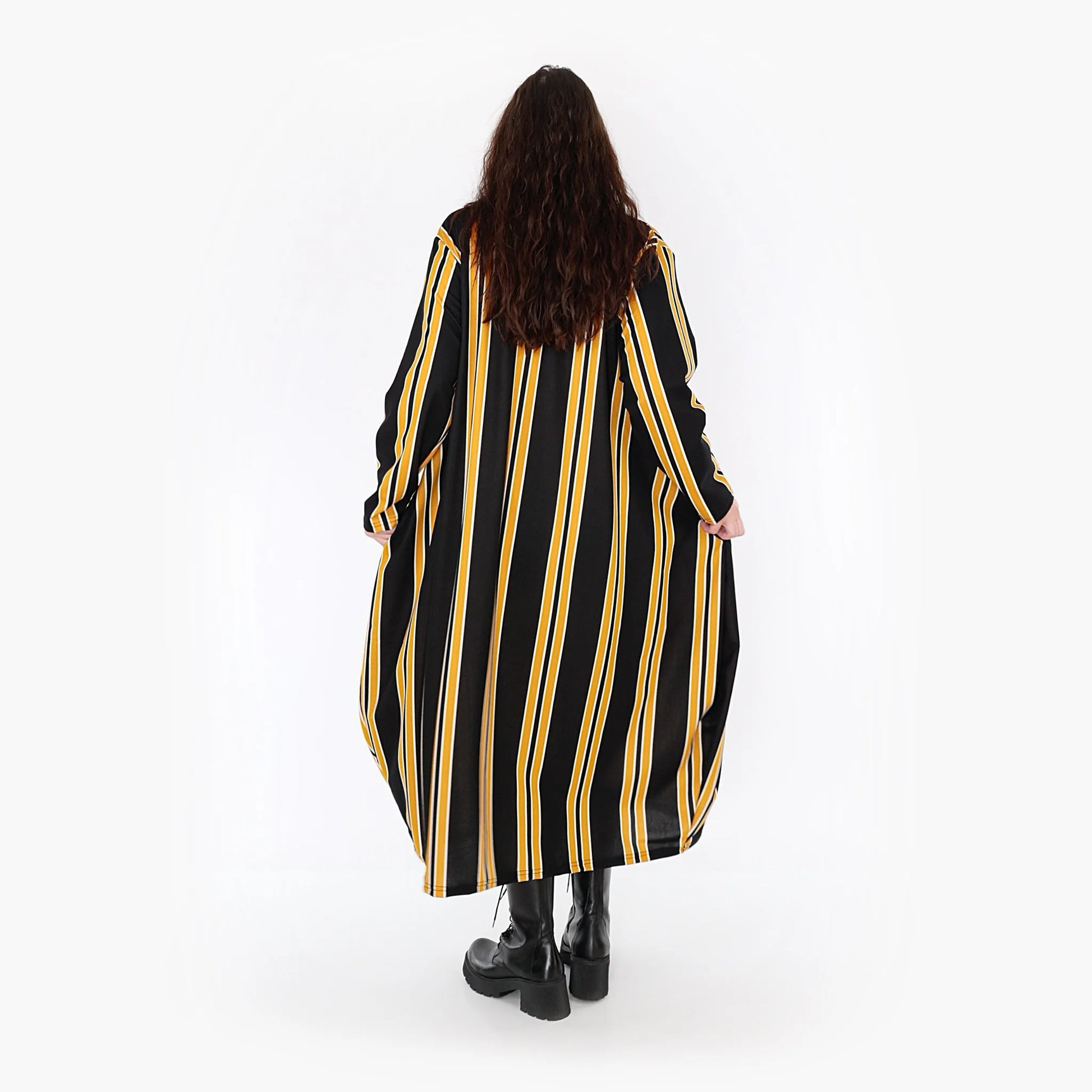 Ballonkleid von AKH Fashion aus Materialmix, 1331.01926, Gelb-Schwarz-Weiß, Schick