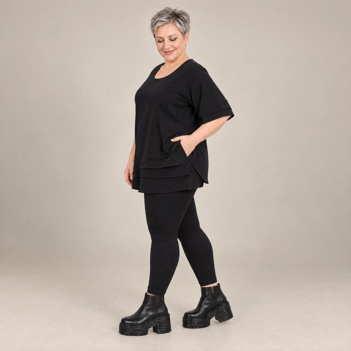 A-Form Shirt von Divas Planet aus Baumwolle, DP10182, Schwarz, Schick, Modern, Bequem