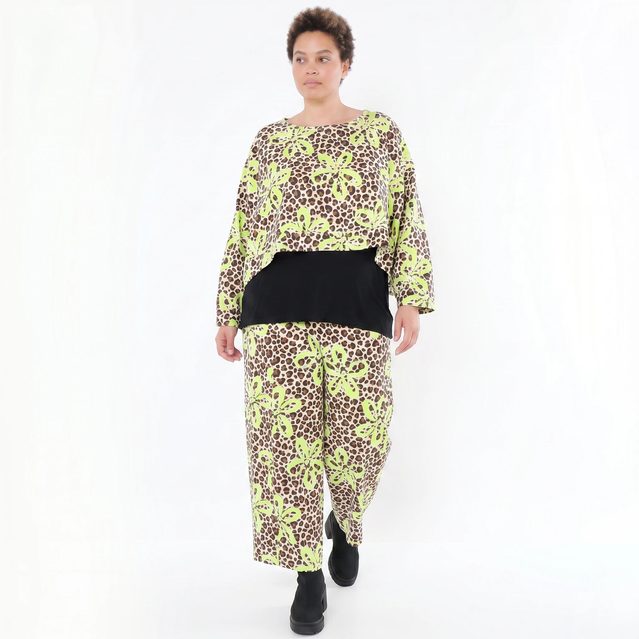 AKH Fashion Hose in gerader Form, aus Baumwolle, 1514.07121, Beige/Braun/Neongrün, Schick