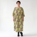 Ballonkleid von AKH Fashion aus Baumwolle, 1514.07122, Beige/Braun/Neongrün, Leopard